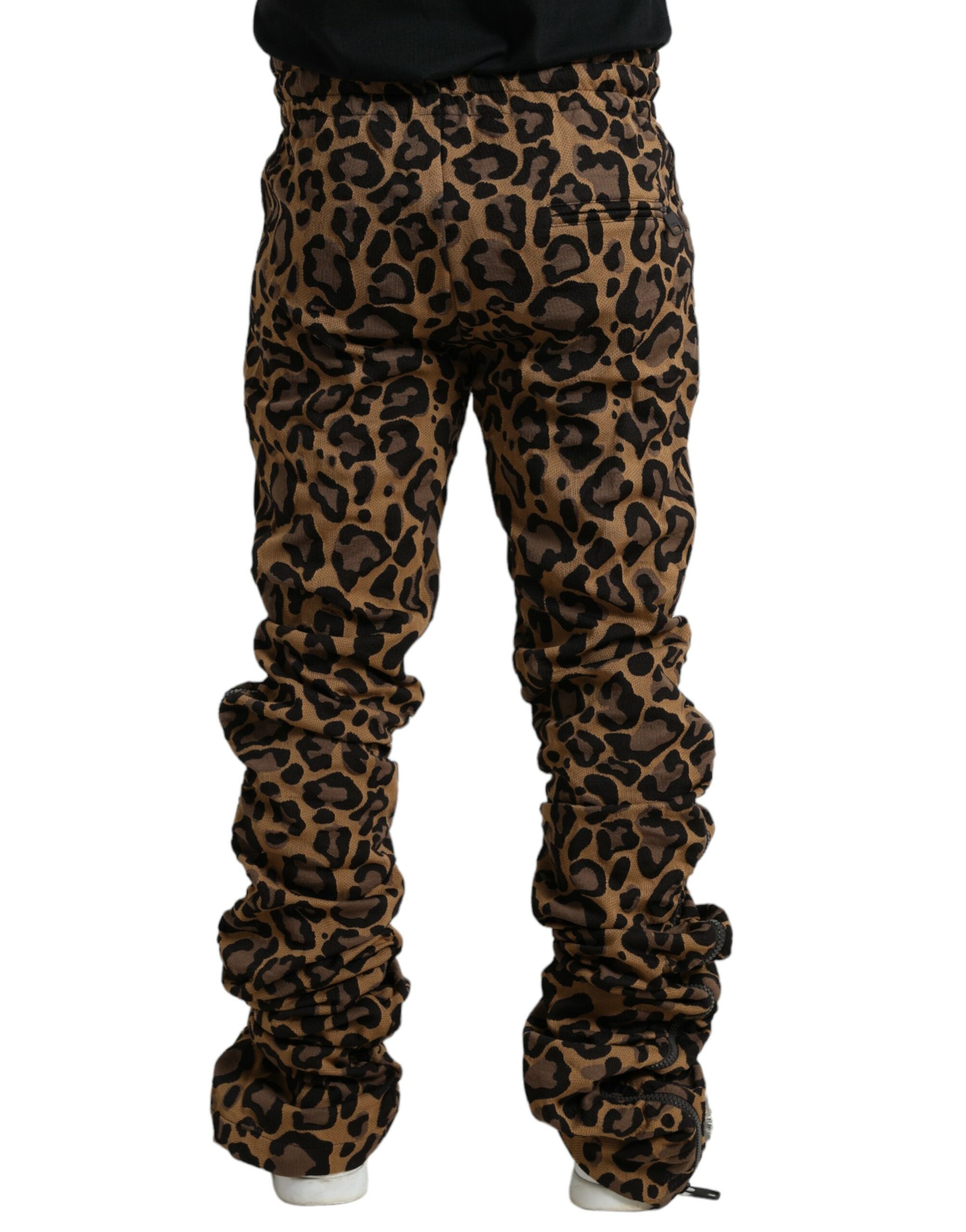 Dolce & Gabbana Brown Leopard Jacquard Joggers-3