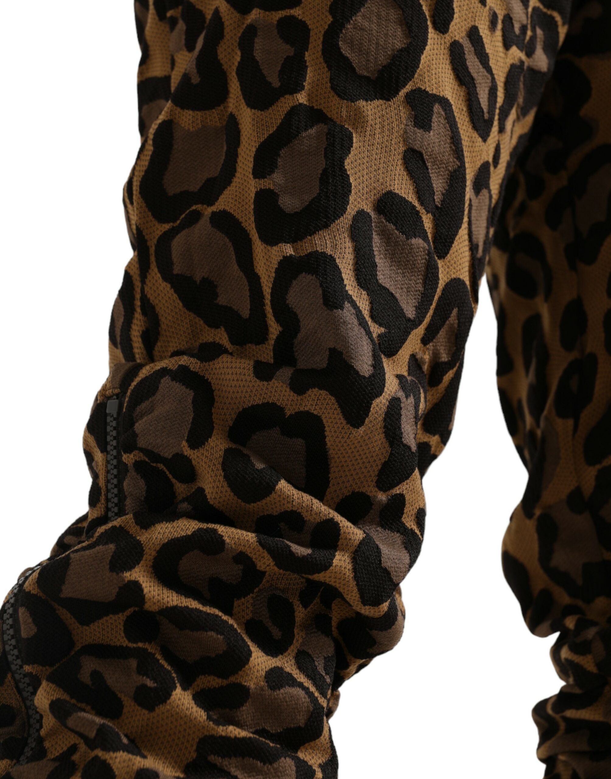 Dolce & Gabbana Brown Leopard Jacquard Joggers-4