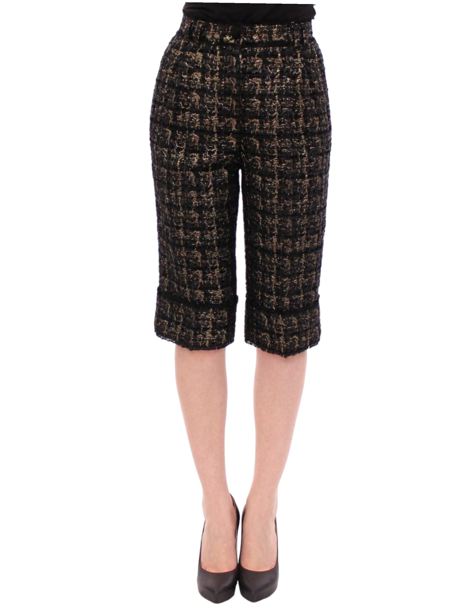 Dolce & Gabbana Schwarzer Stoff Shorts Hose-1