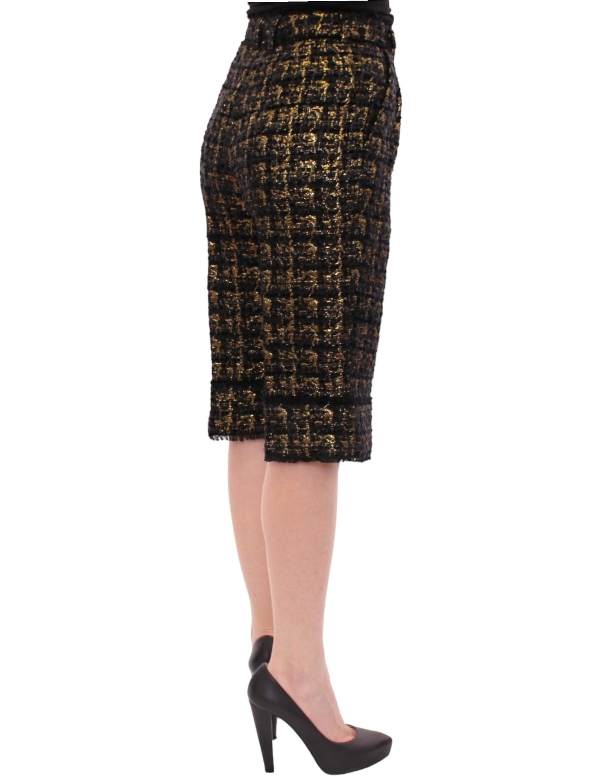 Dolce & Gabbana Schwarzer Stoff Shorts Hose-4