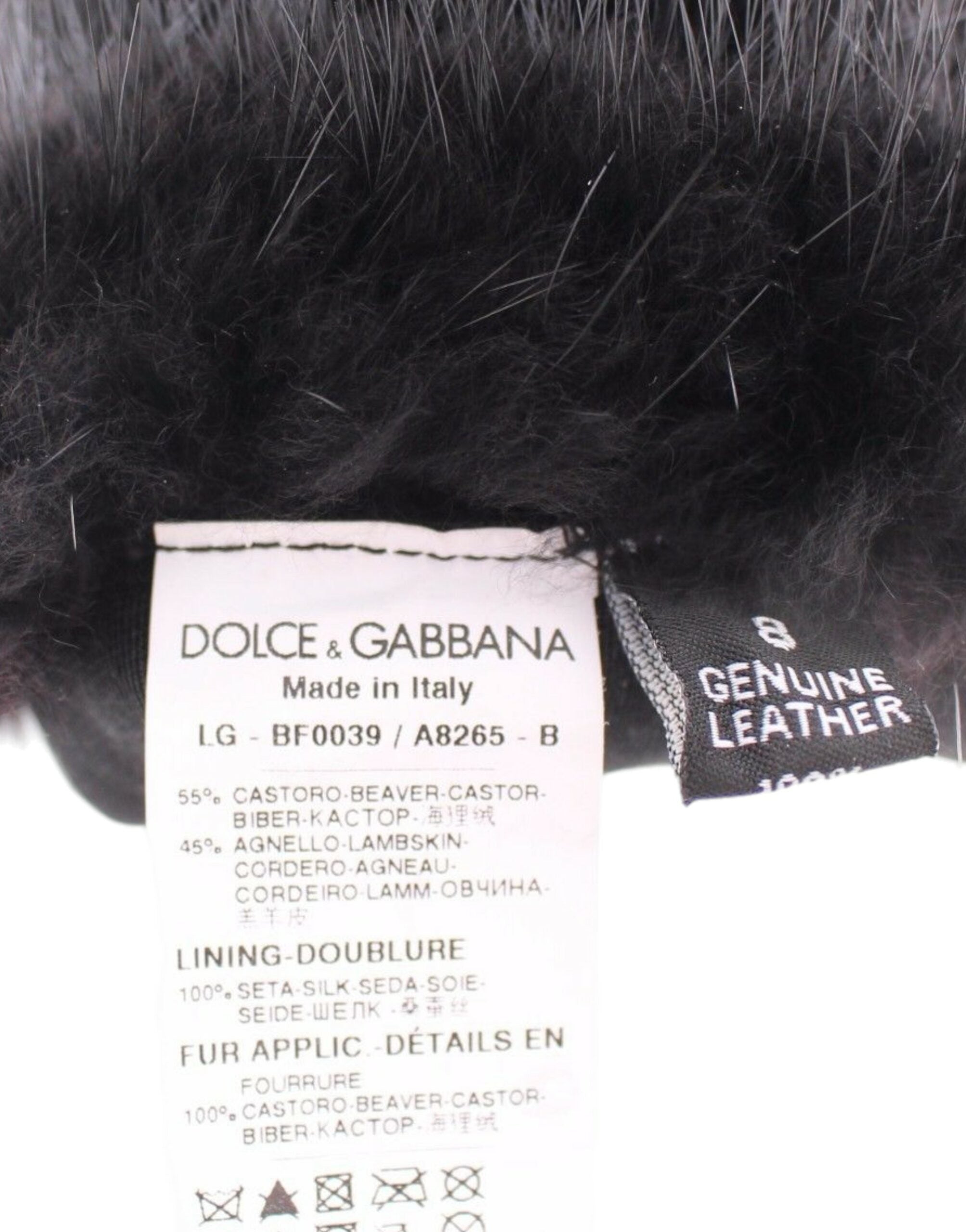 Dolce & Gabbana Black Beaver Fur and Lambskin Leather Elbow Gloves-6
