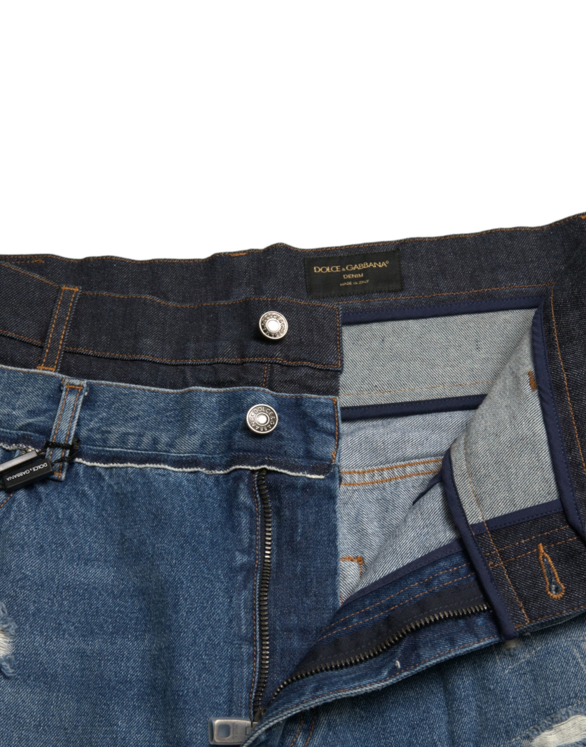 Dolce & Gabbana Blue Tattered Cotton Men Denim Jeans-5