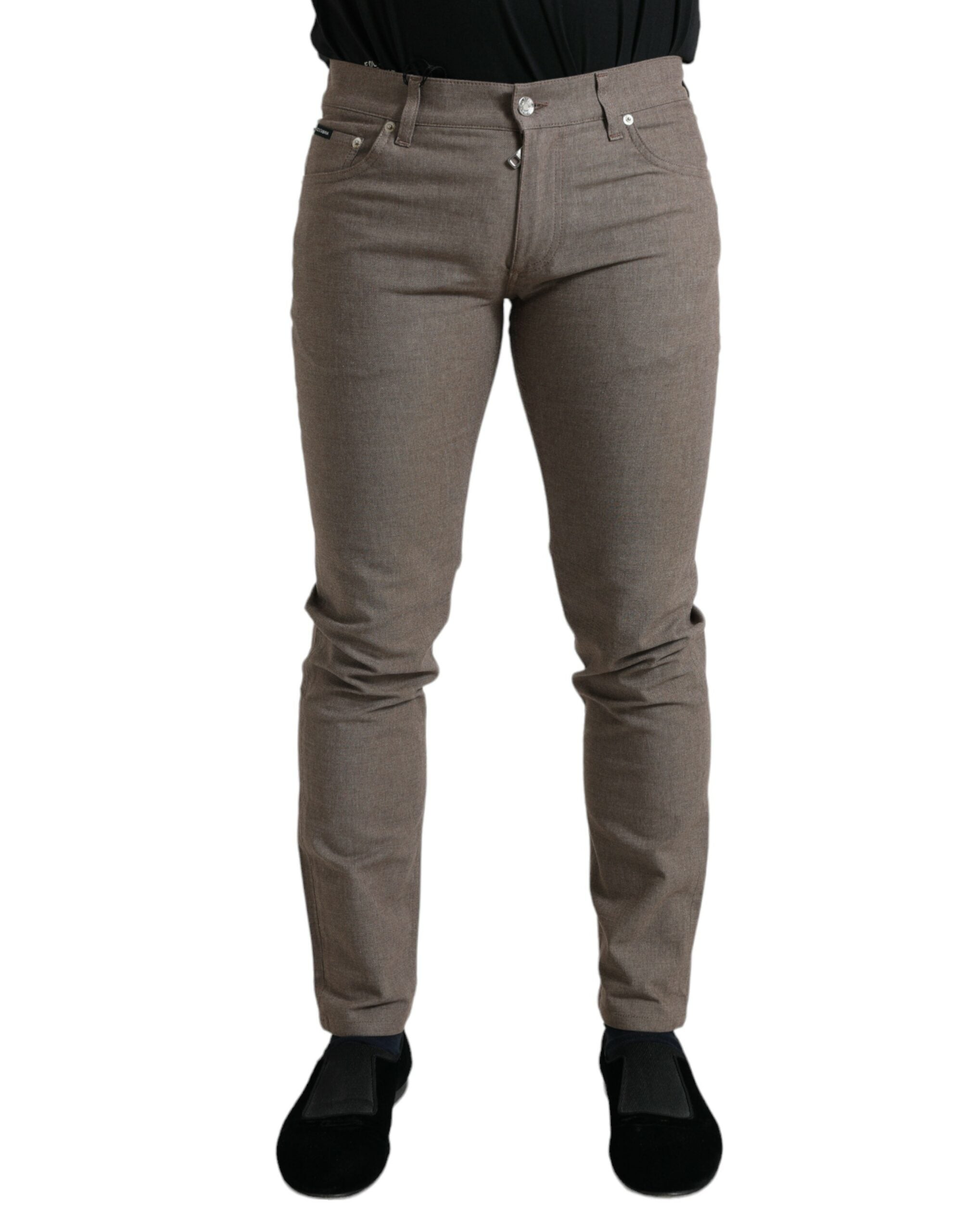 Dolce & Gabbana Brown Cotton Stretch Skinny Trousers for Men-1