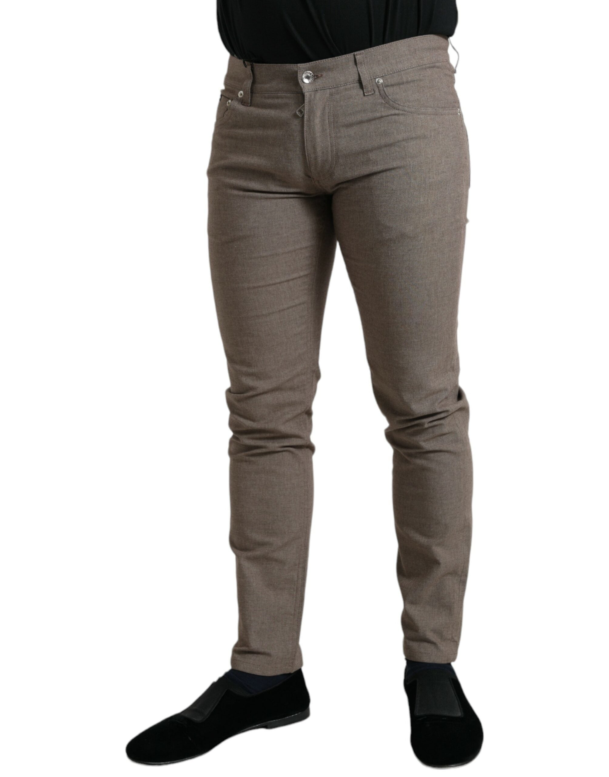 Dolce & Gabbana Brown Cotton Stretch Skinny Trousers for Men-2