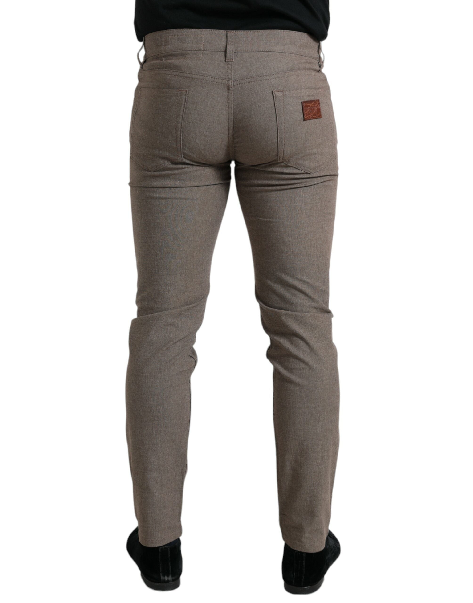 Dolce & Gabbana Brown Cotton Stretch Skinny Trousers for Men-3