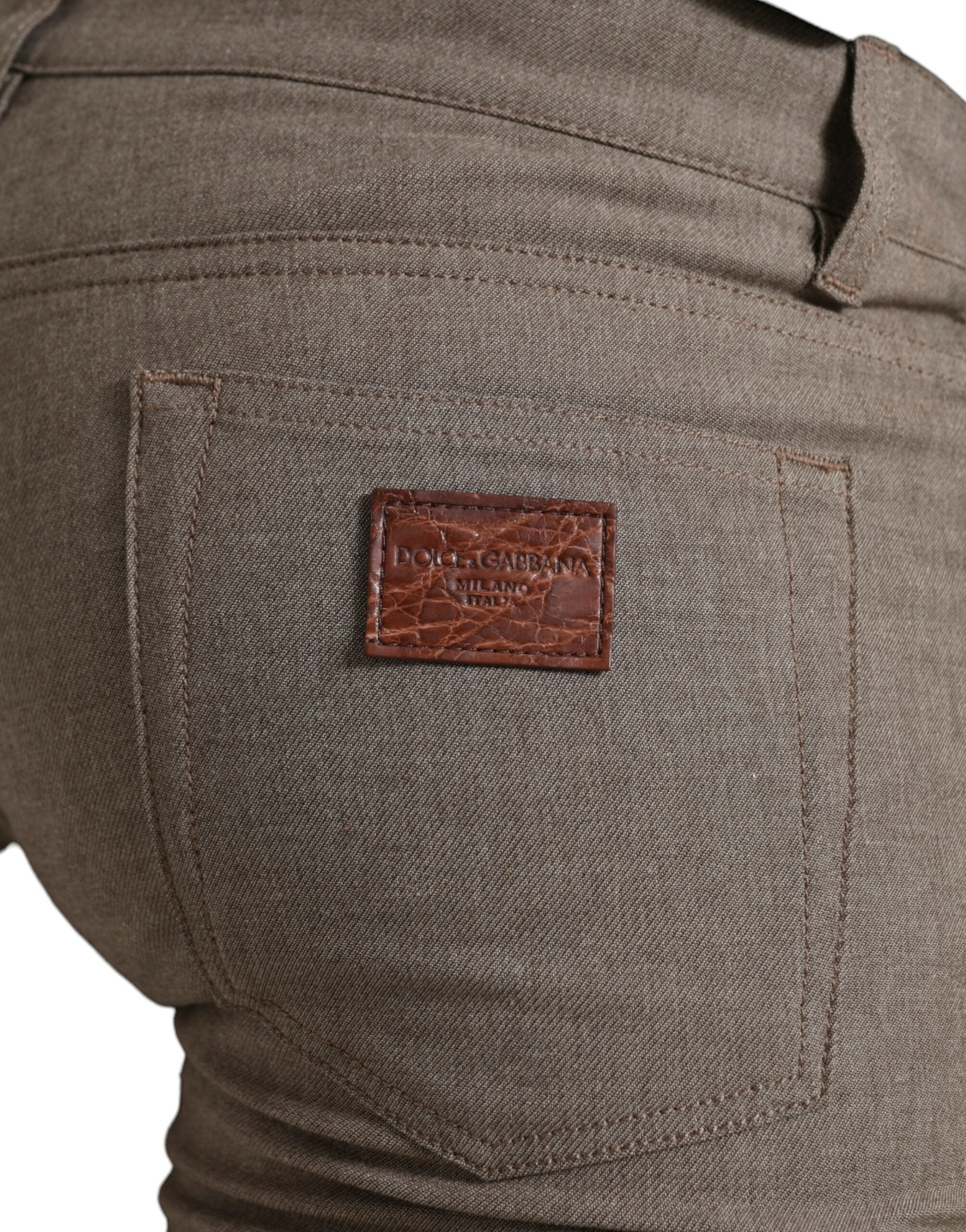 Dolce & Gabbana Brown Cotton Stretch Skinny Trousers for Men-4