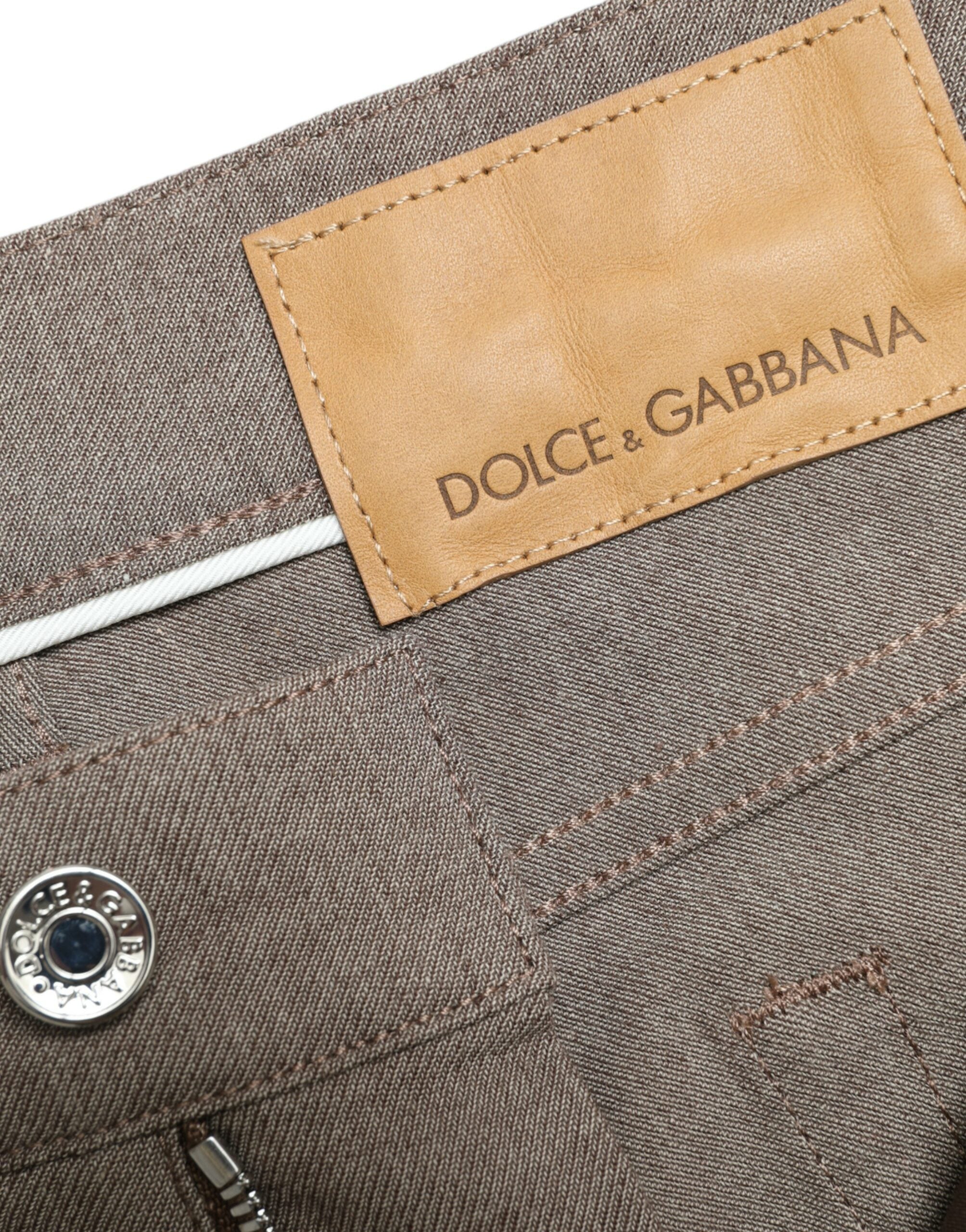 Dolce & Gabbana Brown Cotton Stretch Skinny Trousers for Men-6