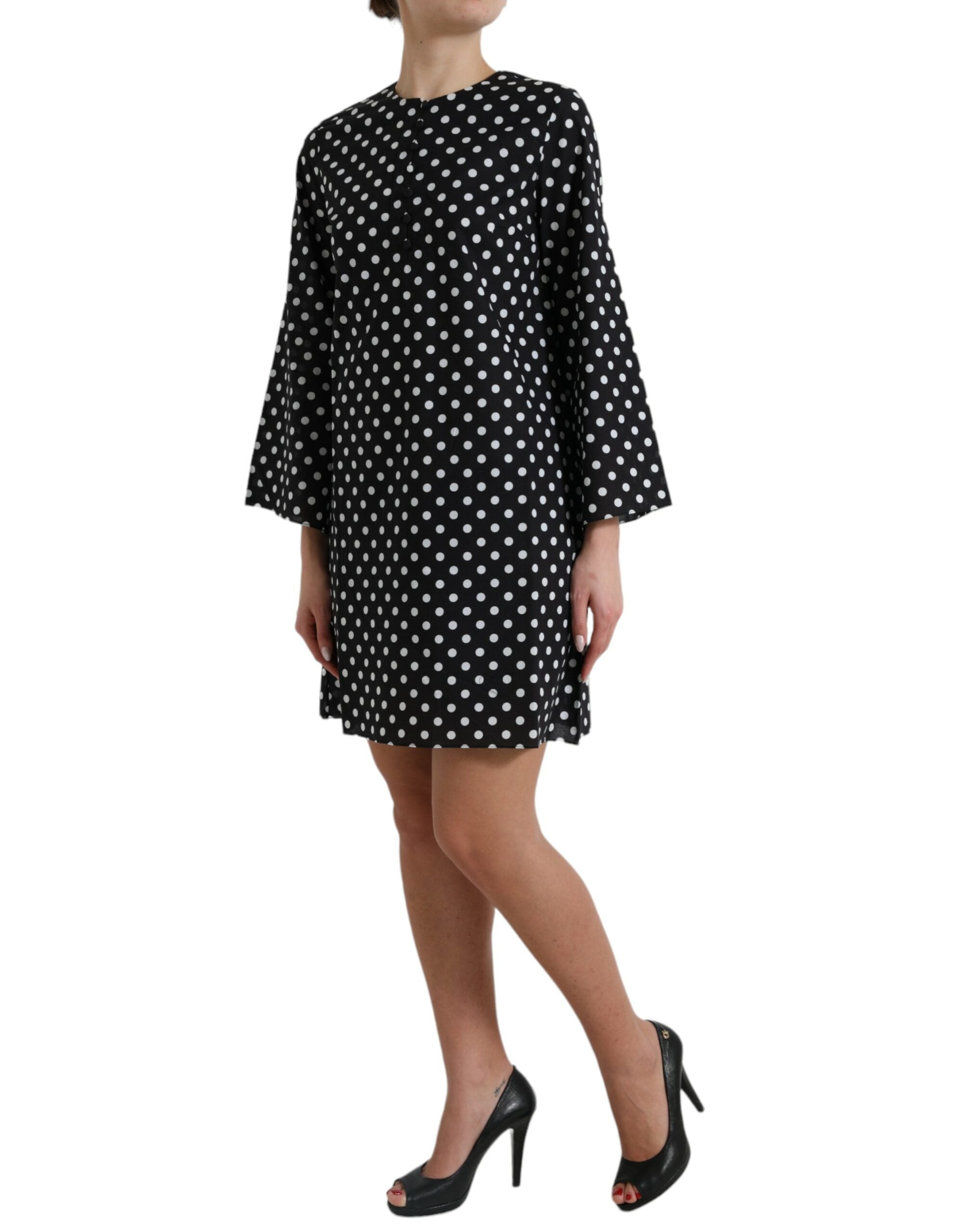 Dolce & Gabbana Schwarz-weiß gepunktetes Nylon-Shift-Minikleid-2
