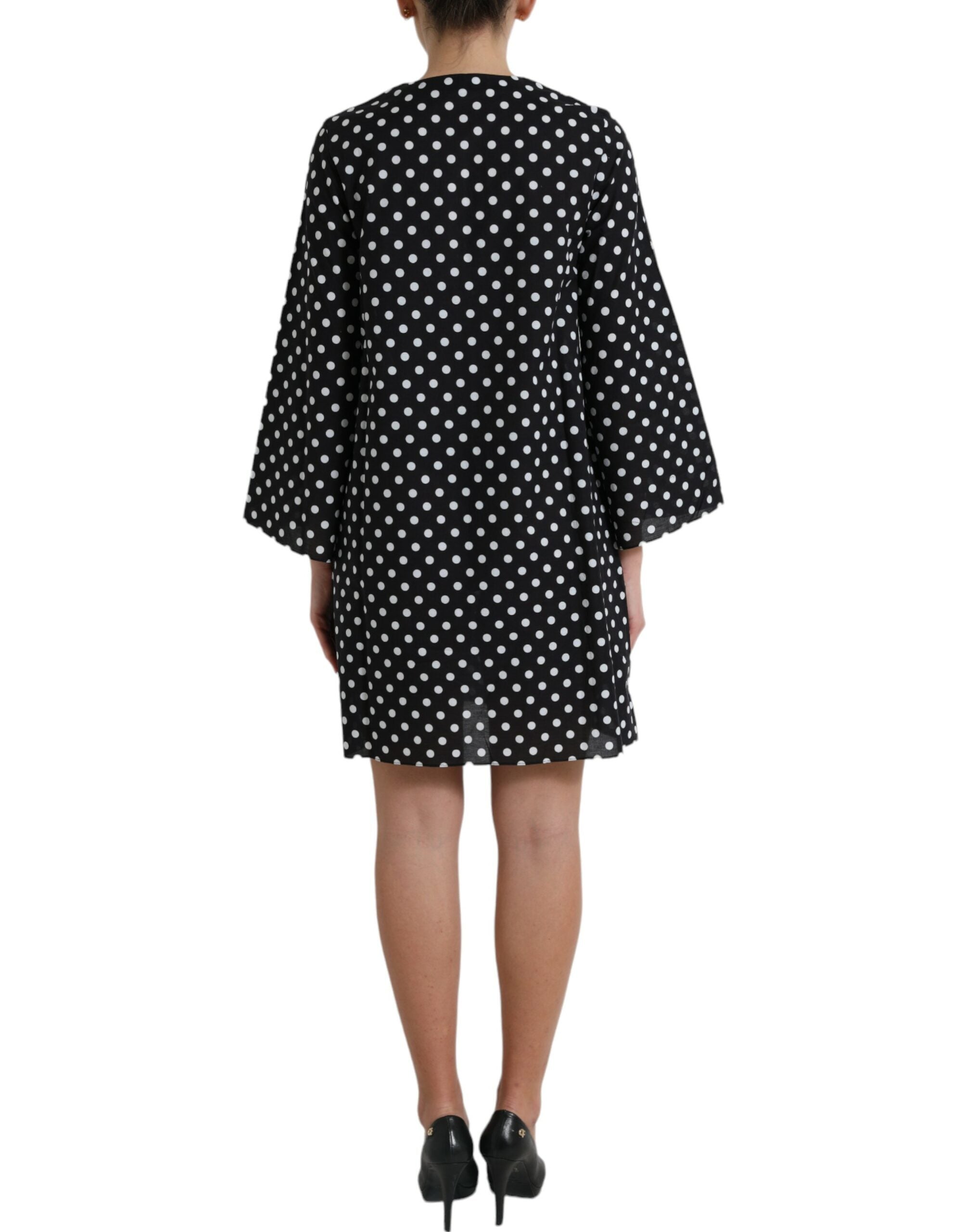 Dolce & Gabbana Schwarz-weiß gepunktetes Nylon-Shift-Minikleid-3