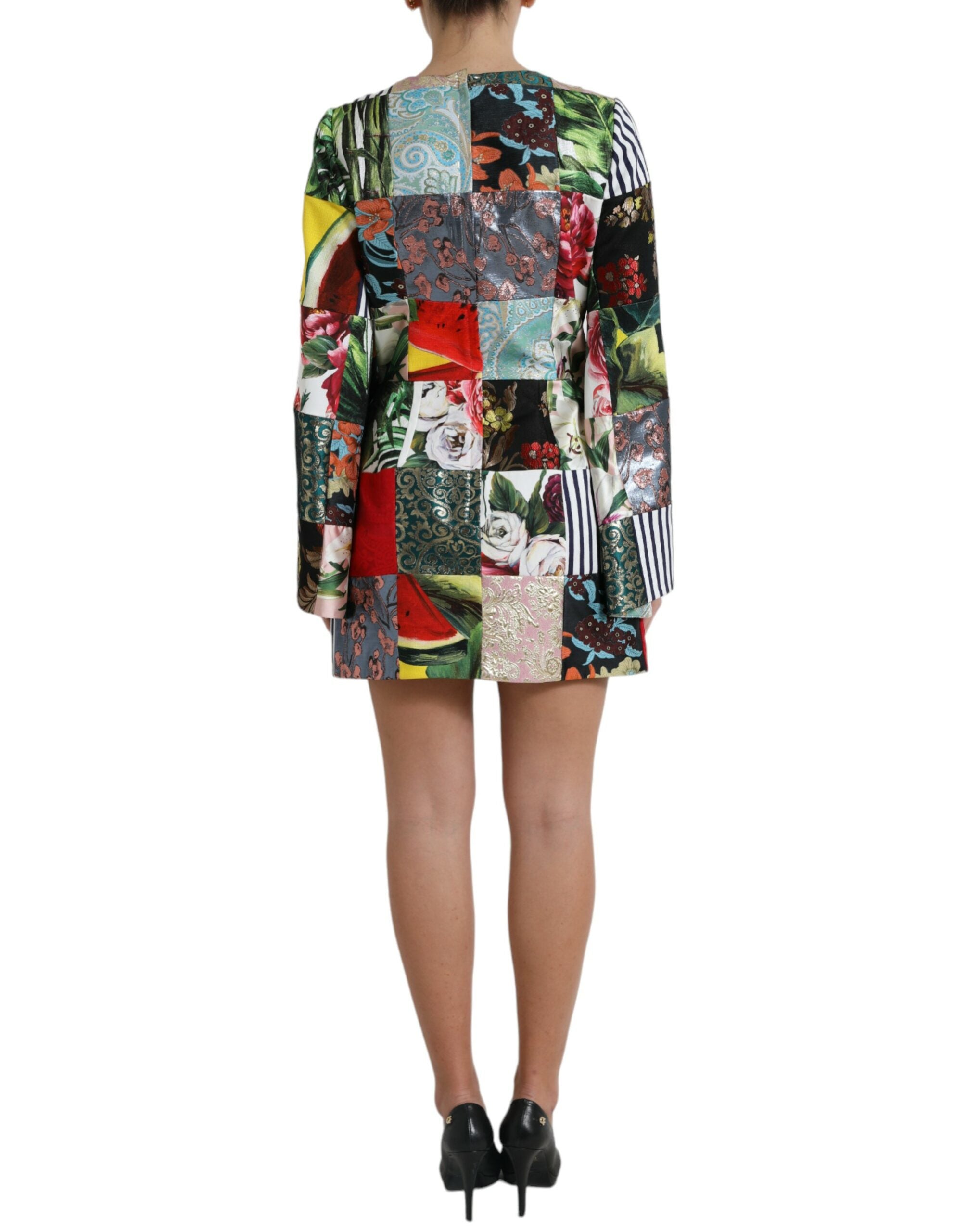 Dolce & Gabbana Multicolor Floral Patchwork Shift Mini Dress-3