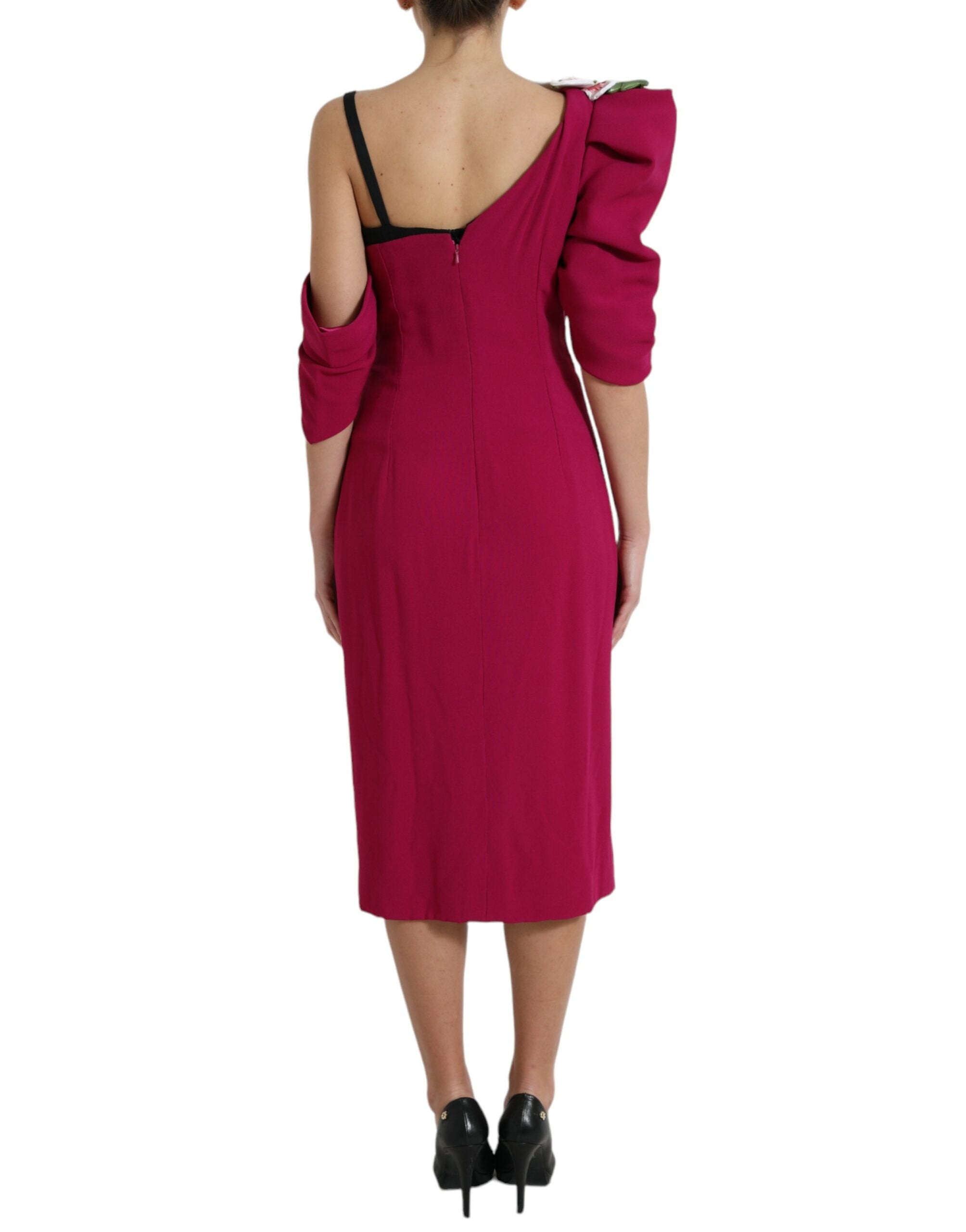 Dolce & Gabbana Lilac floral one-shoulder dress-3