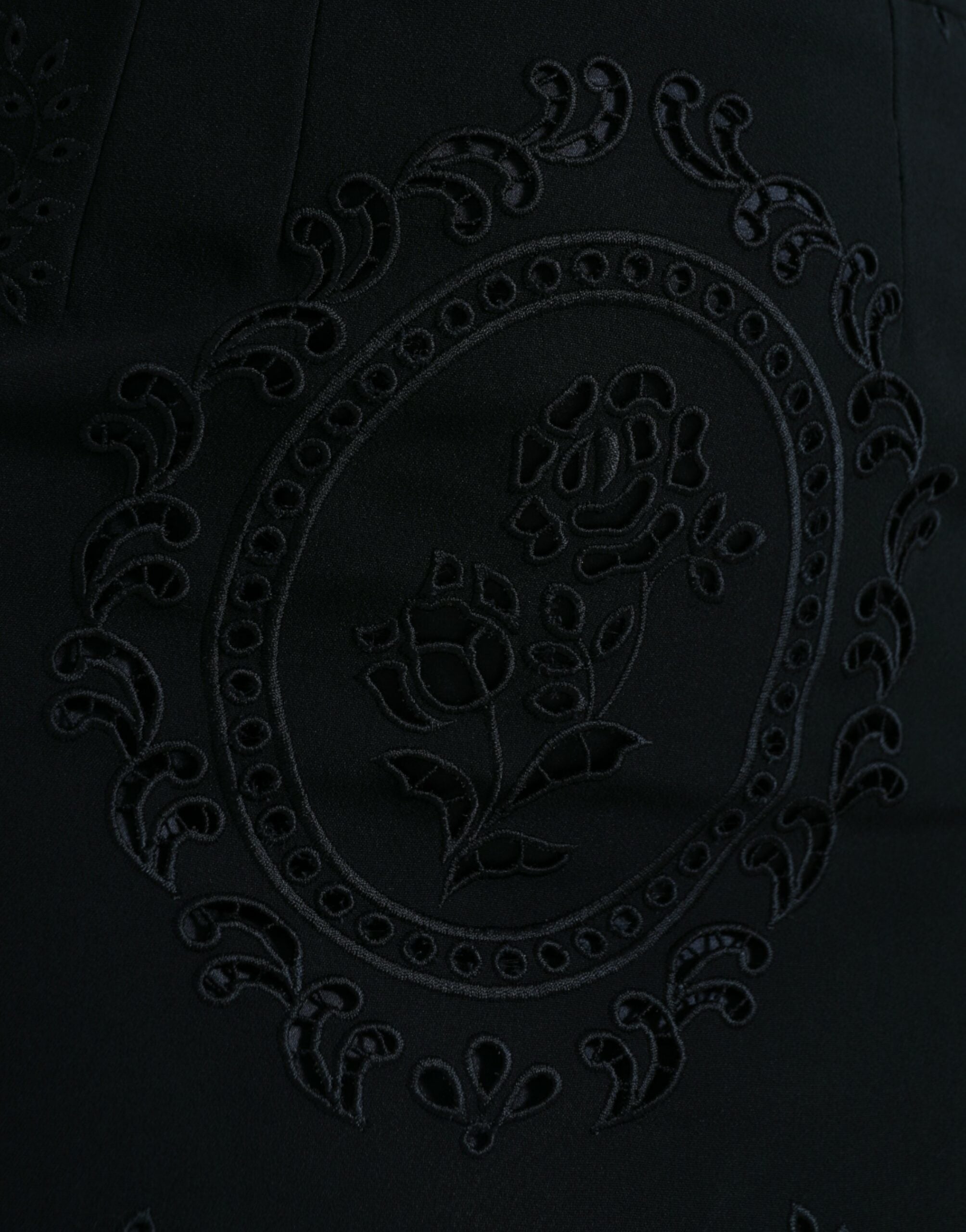 Dolce & Gabbana Black viscose bodycon dress with floral lace-6