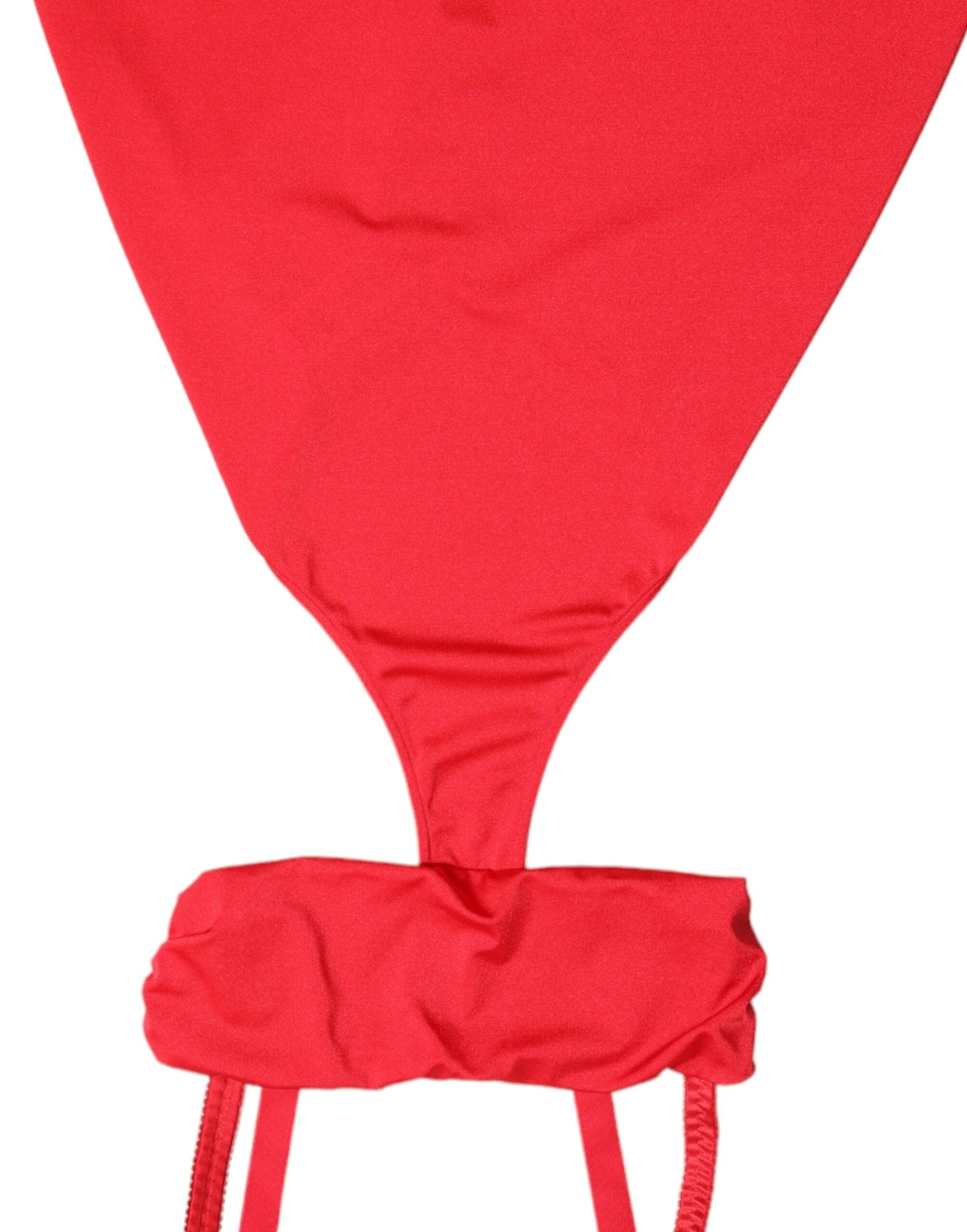 Vestido mini de nailon sin mangas con aberturas rojas de Dolce & Gabbana-6