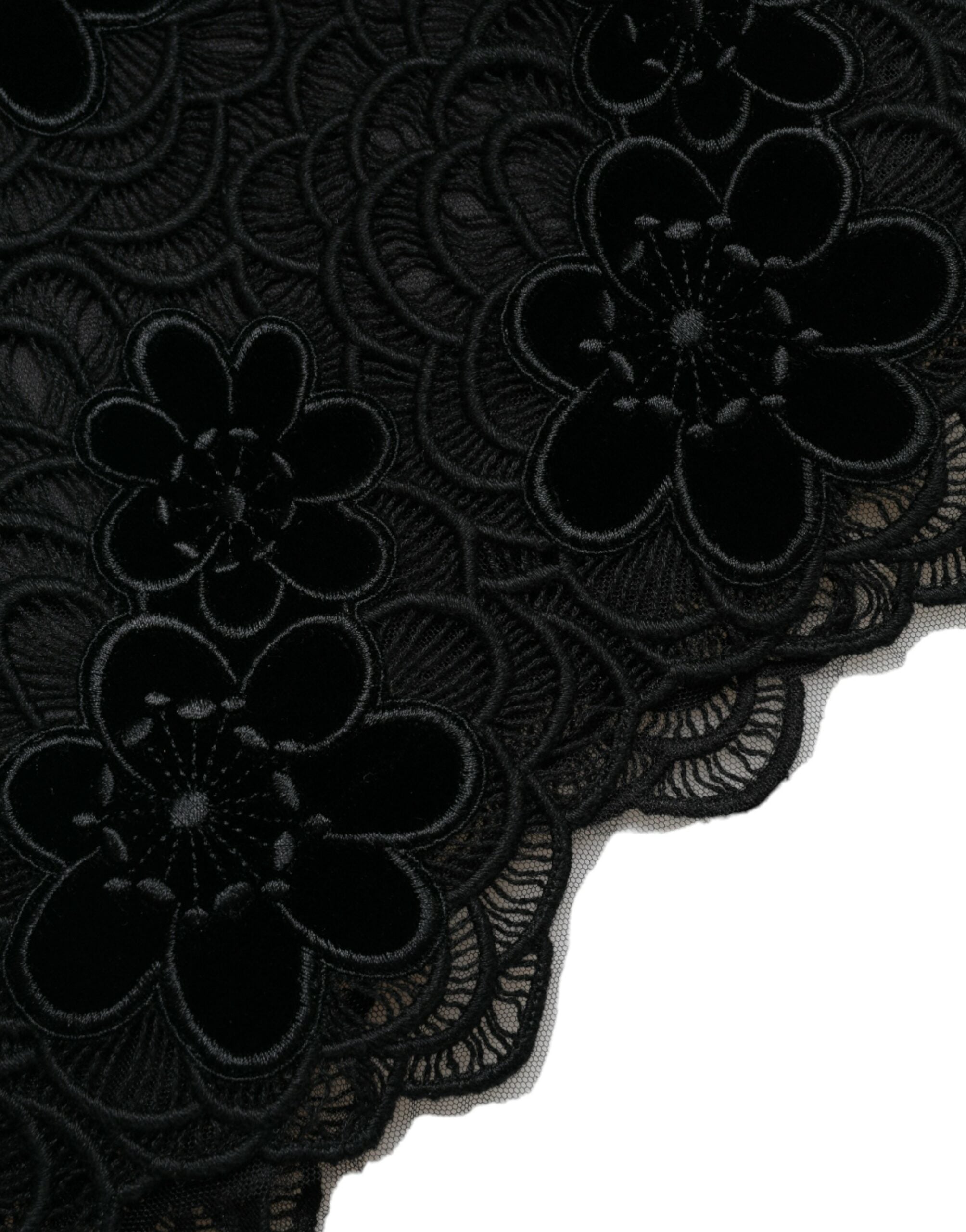 Dolce & Gabbana Black Cotton Bodycon Dress with Floral Lace-6