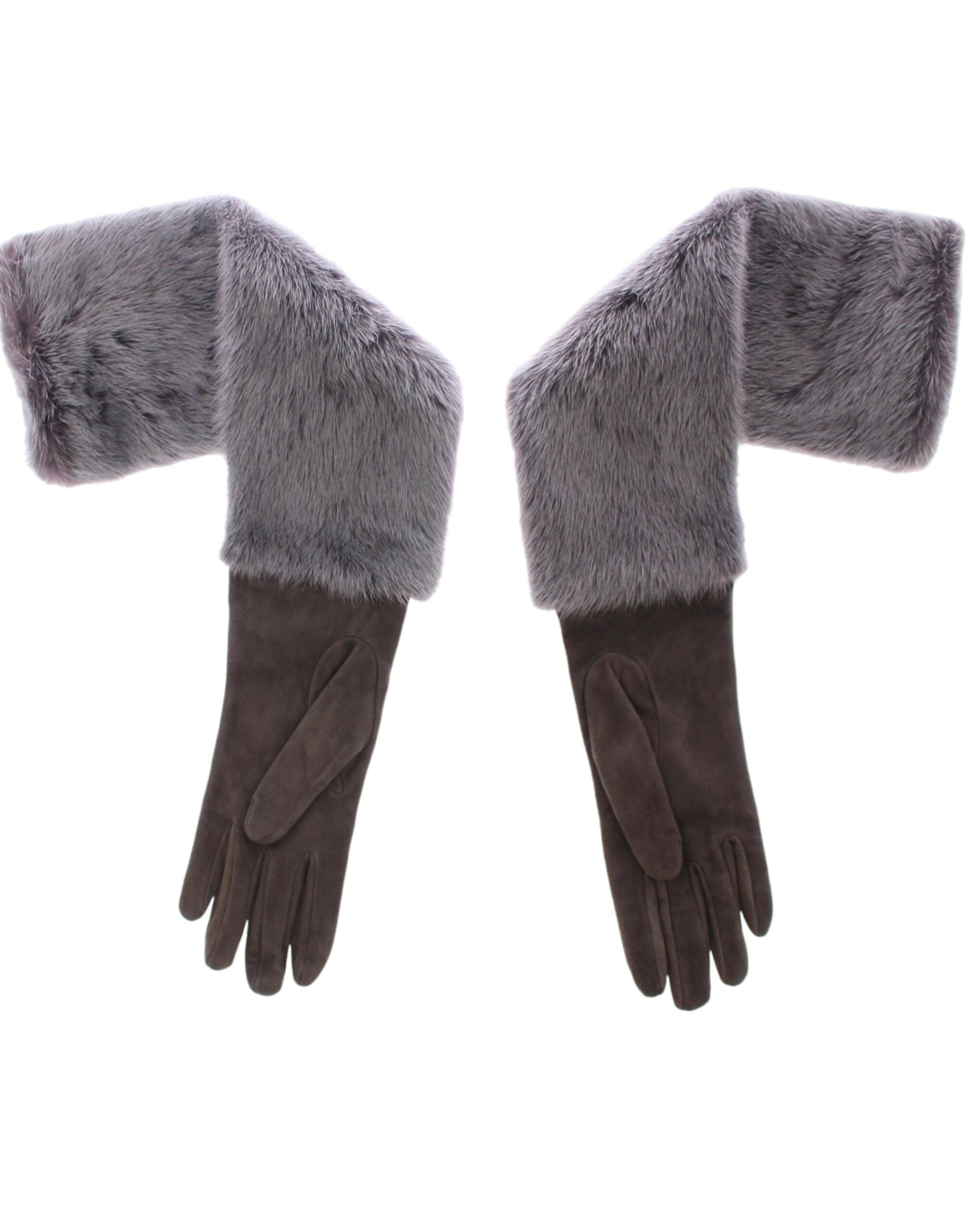 Dolce & Gabbana Grey Mink and Lambskin Suede Gloves