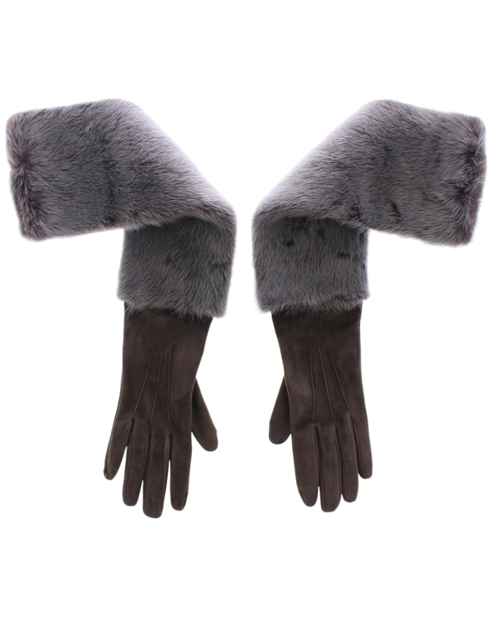 Dolce & Gabbana Grey Mink and Lambskin Suede Gloves-2