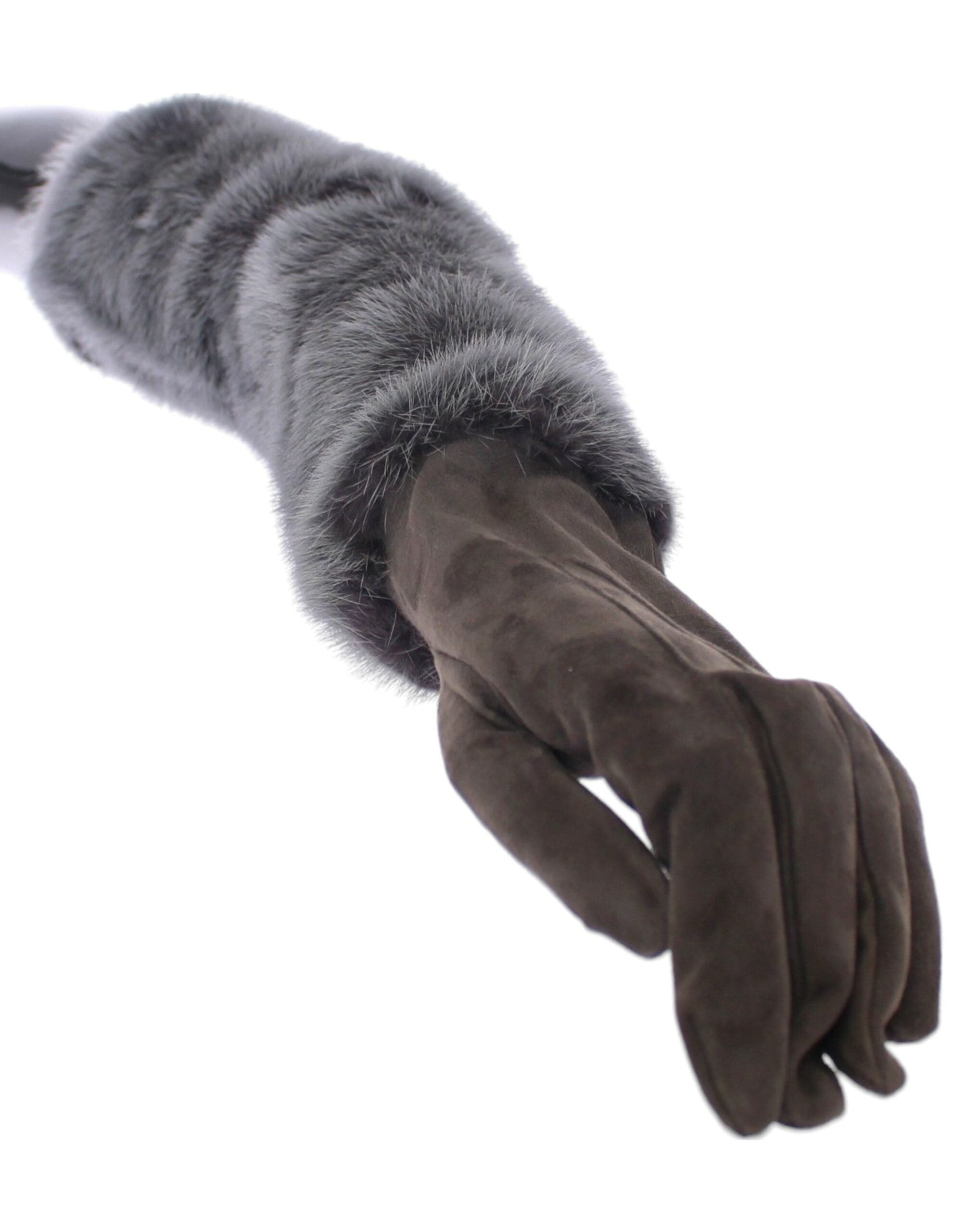 Dolce & Gabbana Grey Mink and Lambskin Suede Gloves-4