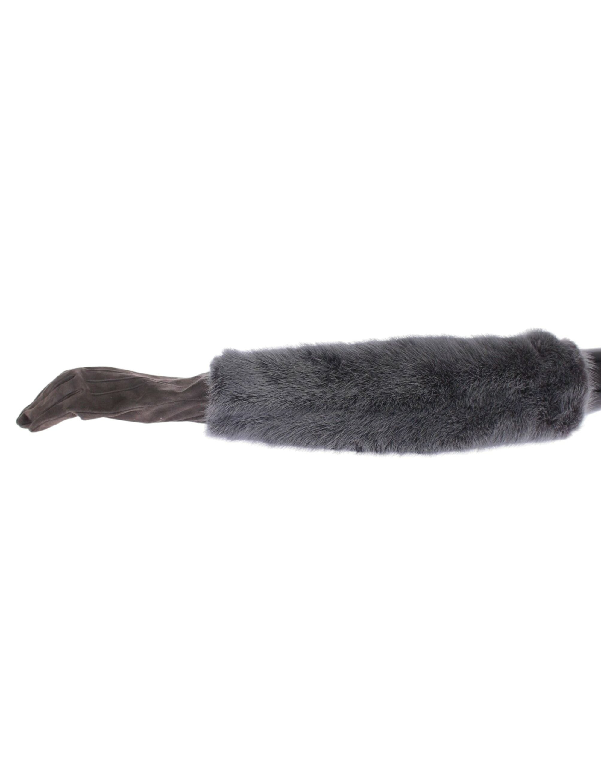 Dolce & Gabbana Grey Mink and Lambskin Suede Gloves-3