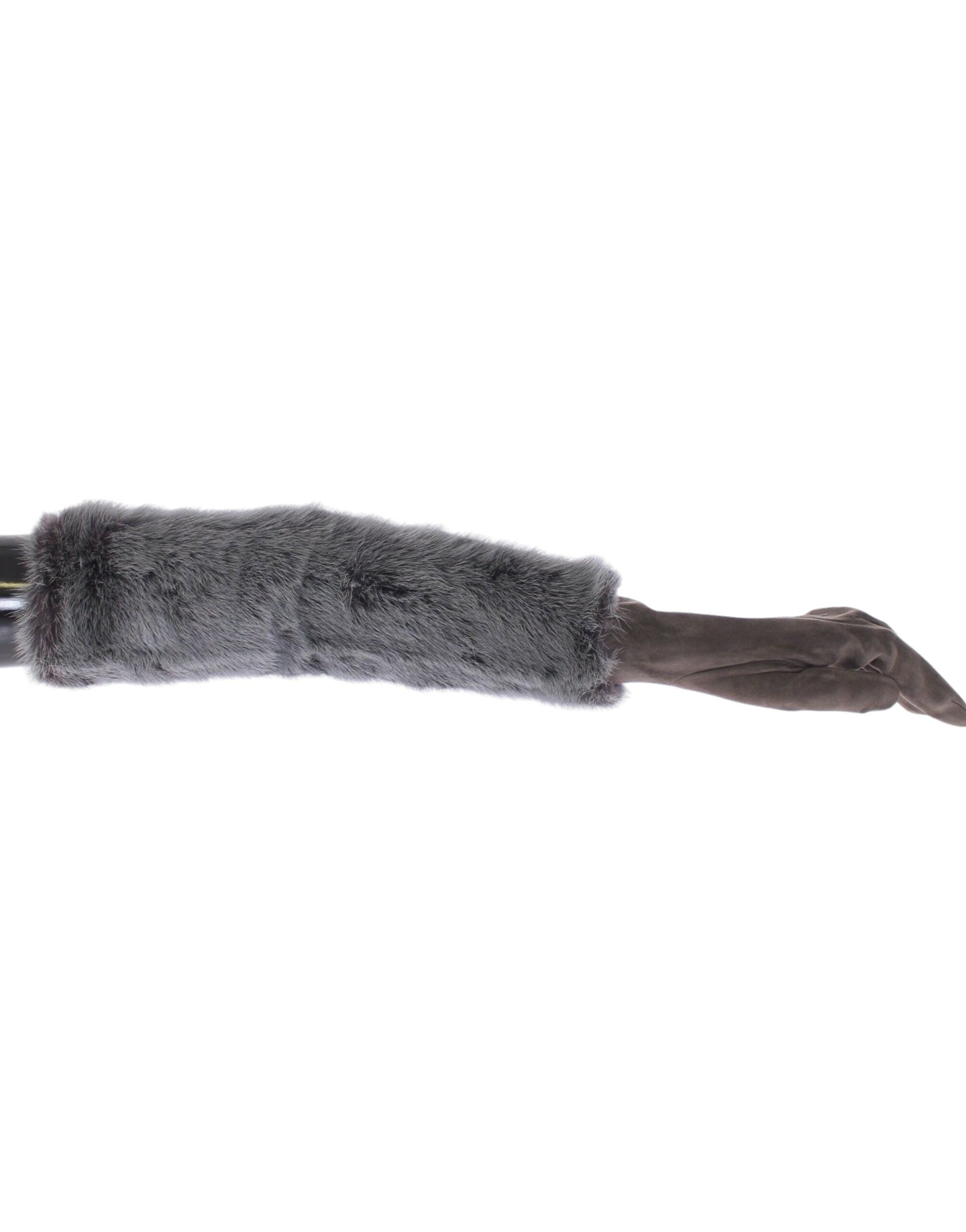 Dolce & Gabbana Grey Mink and Lambskin Suede Gloves-5