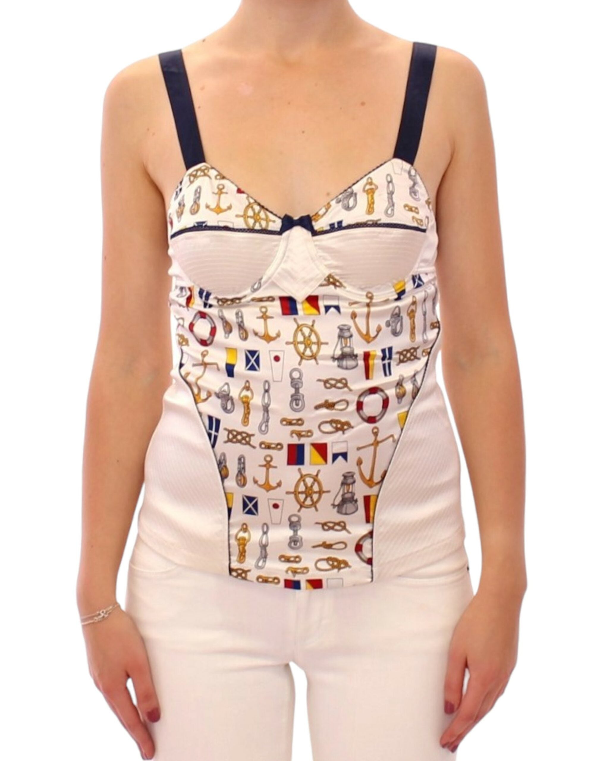 Dolce & Gabbana White Tank Top with Sailor Motif-1