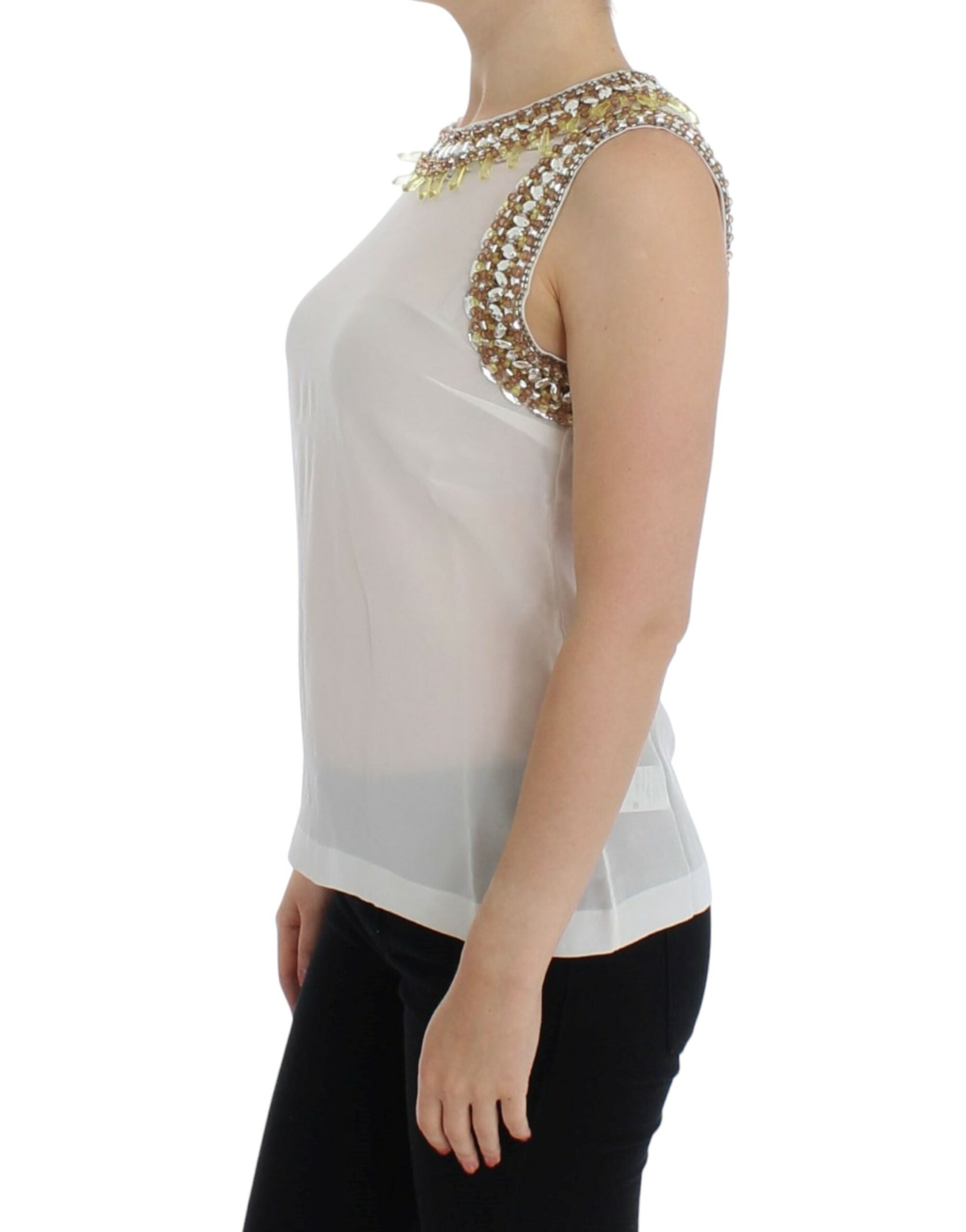 Top de tirantes blanco con cristales de Dolce & Gabbana-2