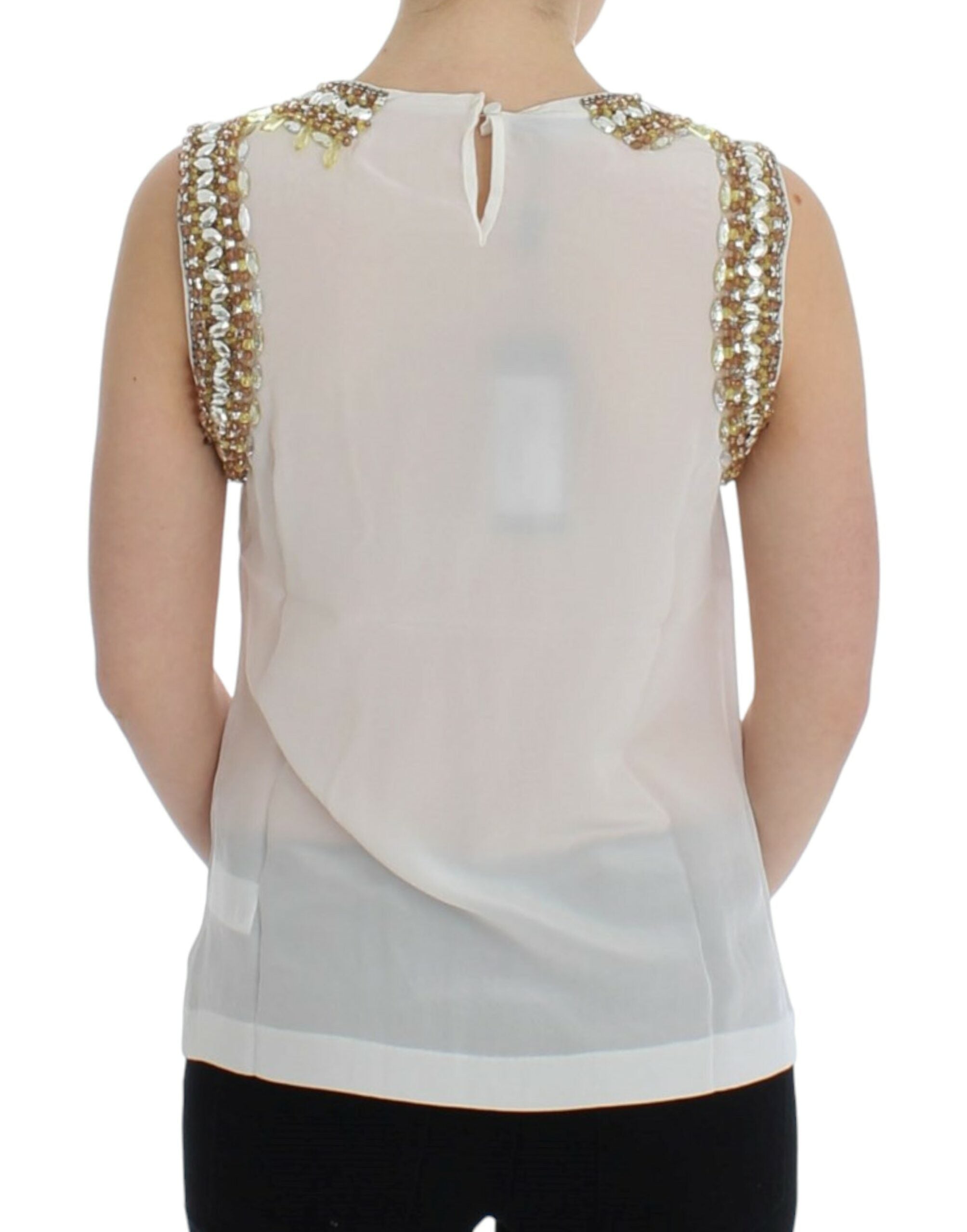 Top de tirantes blanco con cristales de Dolce & Gabbana-3
