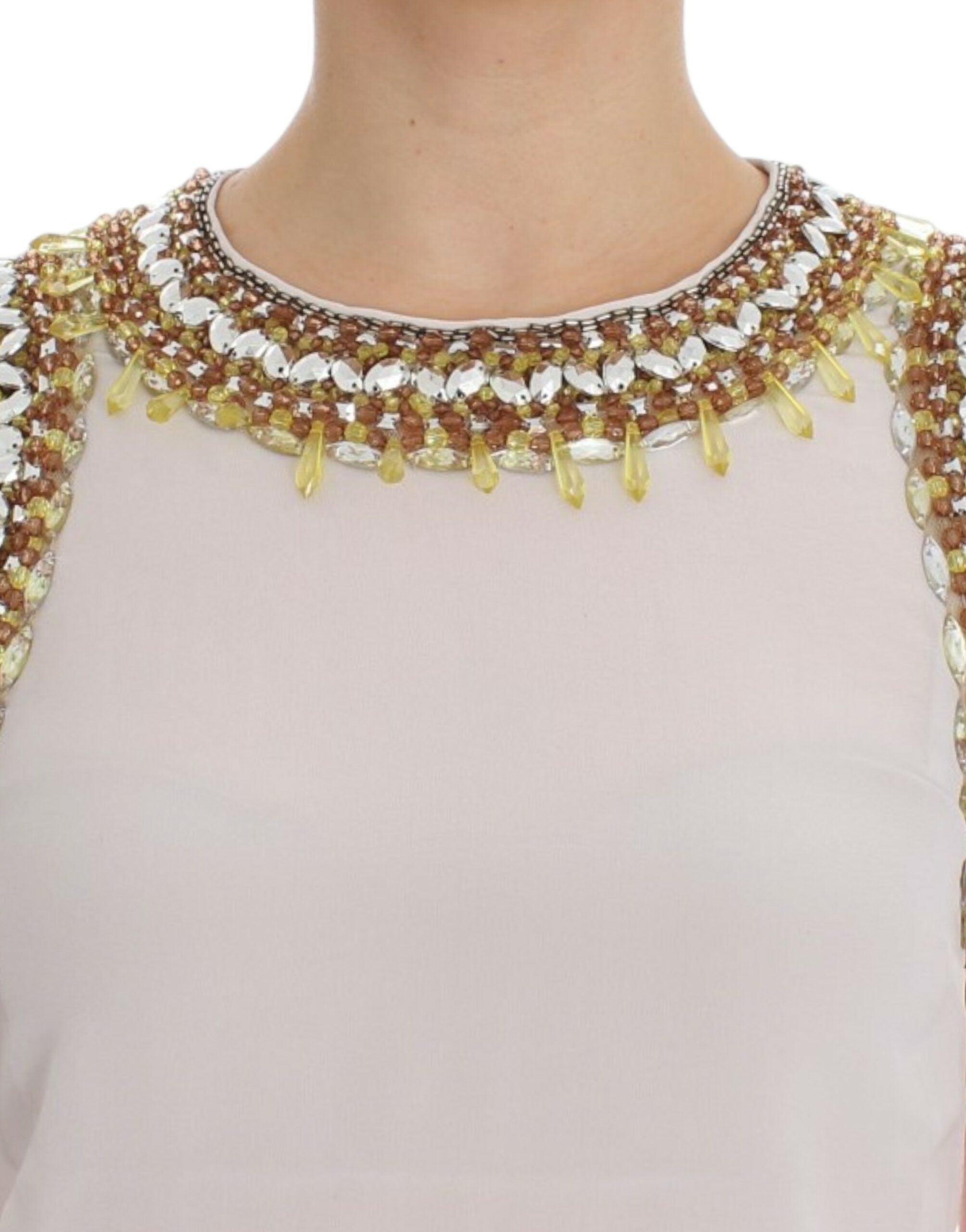 Top de tirantes blanco con cristales de Dolce & Gabbana-5
