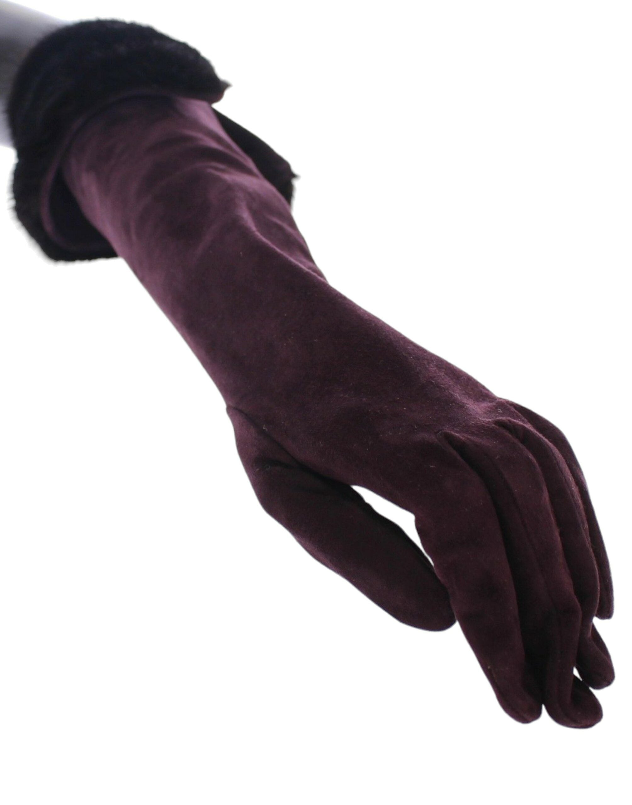Dolce & Gabbana Purple Mink Fur Goatskin Suede Gloves-3