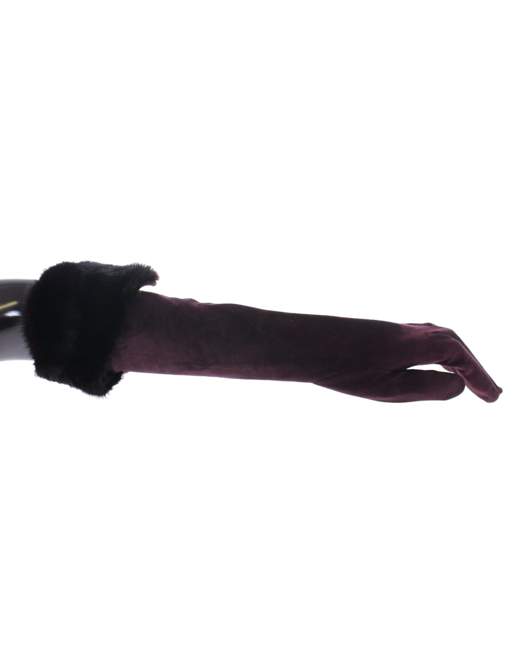 Dolce & Gabbana Purple Mink Fur Goatskin Suede Gloves-2