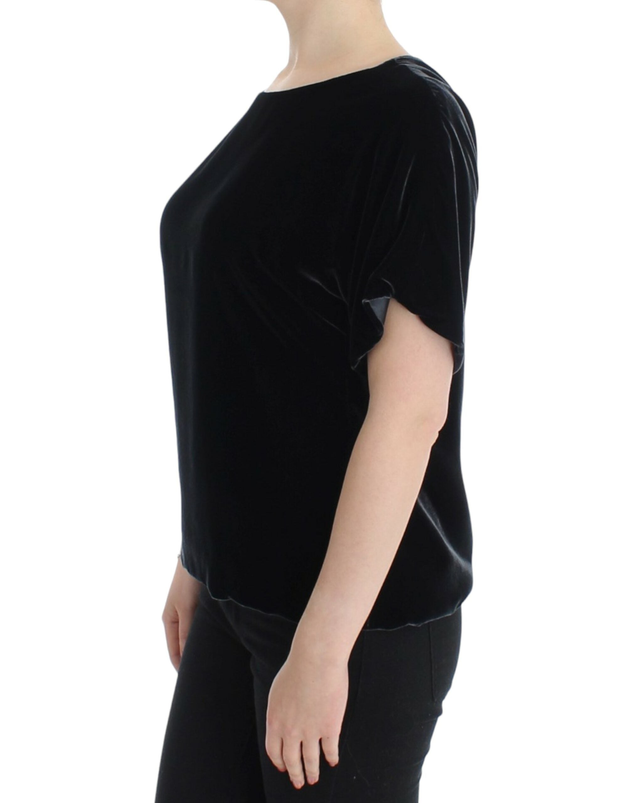 Dolce & Gabbana black velvet blouse with short sleeves-2