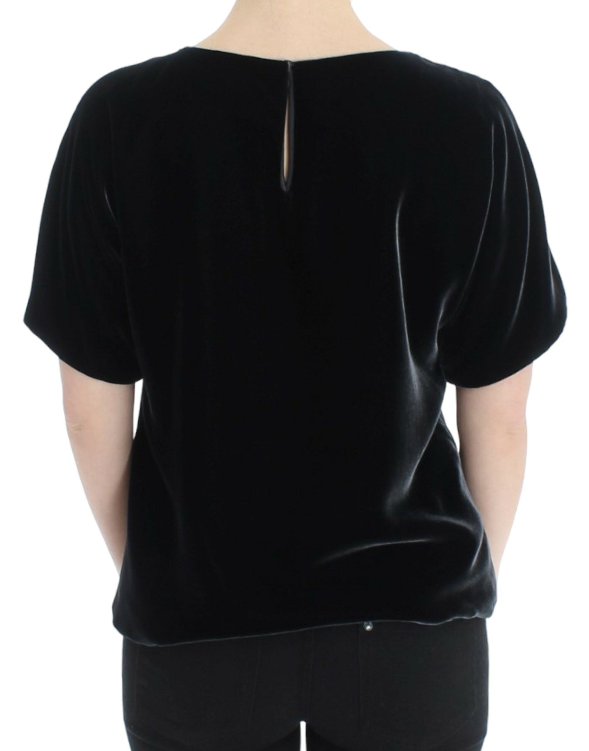 Dolce & Gabbana black velvet blouse with short sleeves-3