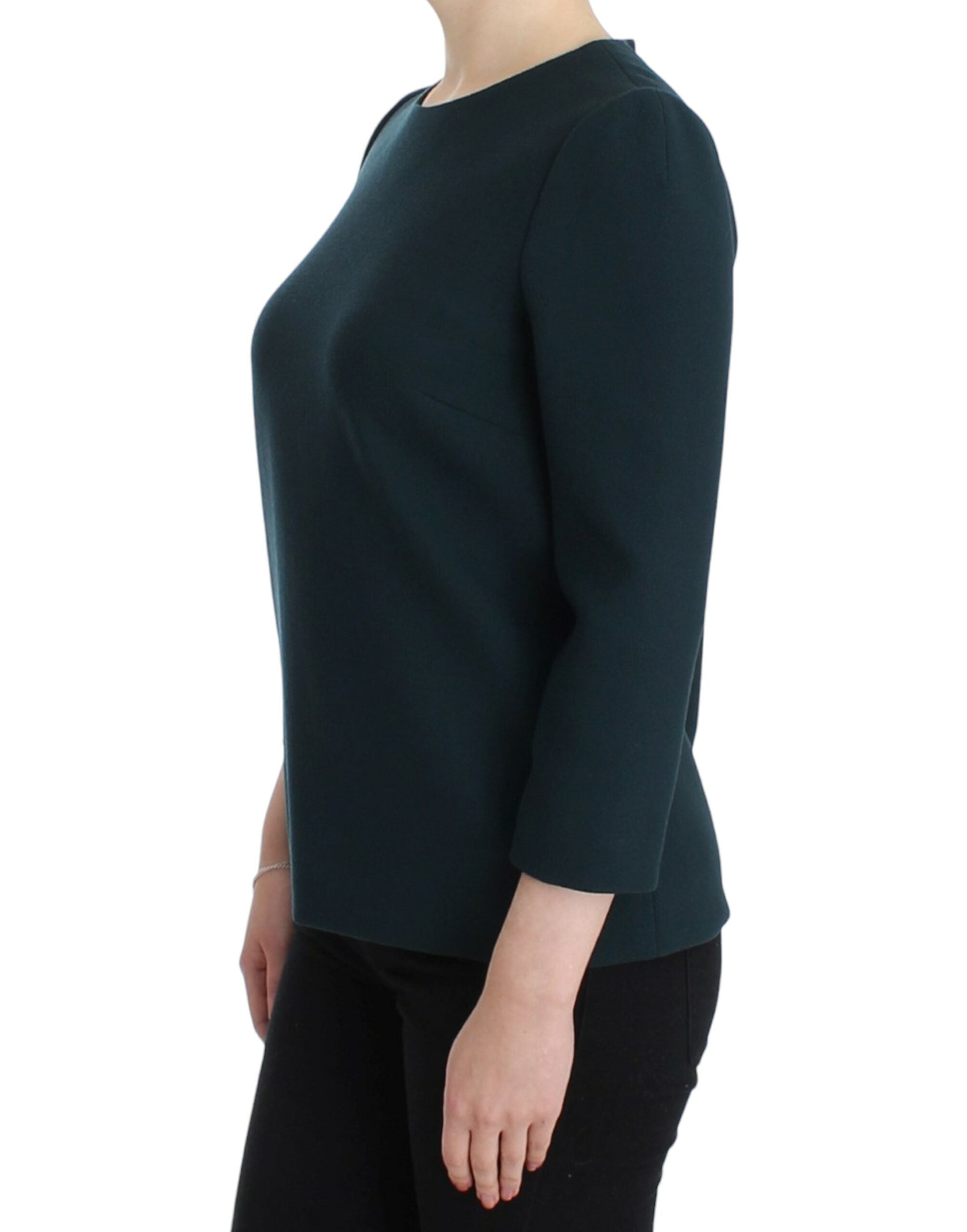 Dolce & Gabbana Green 3/4-Sleeved Wool Blouse-2