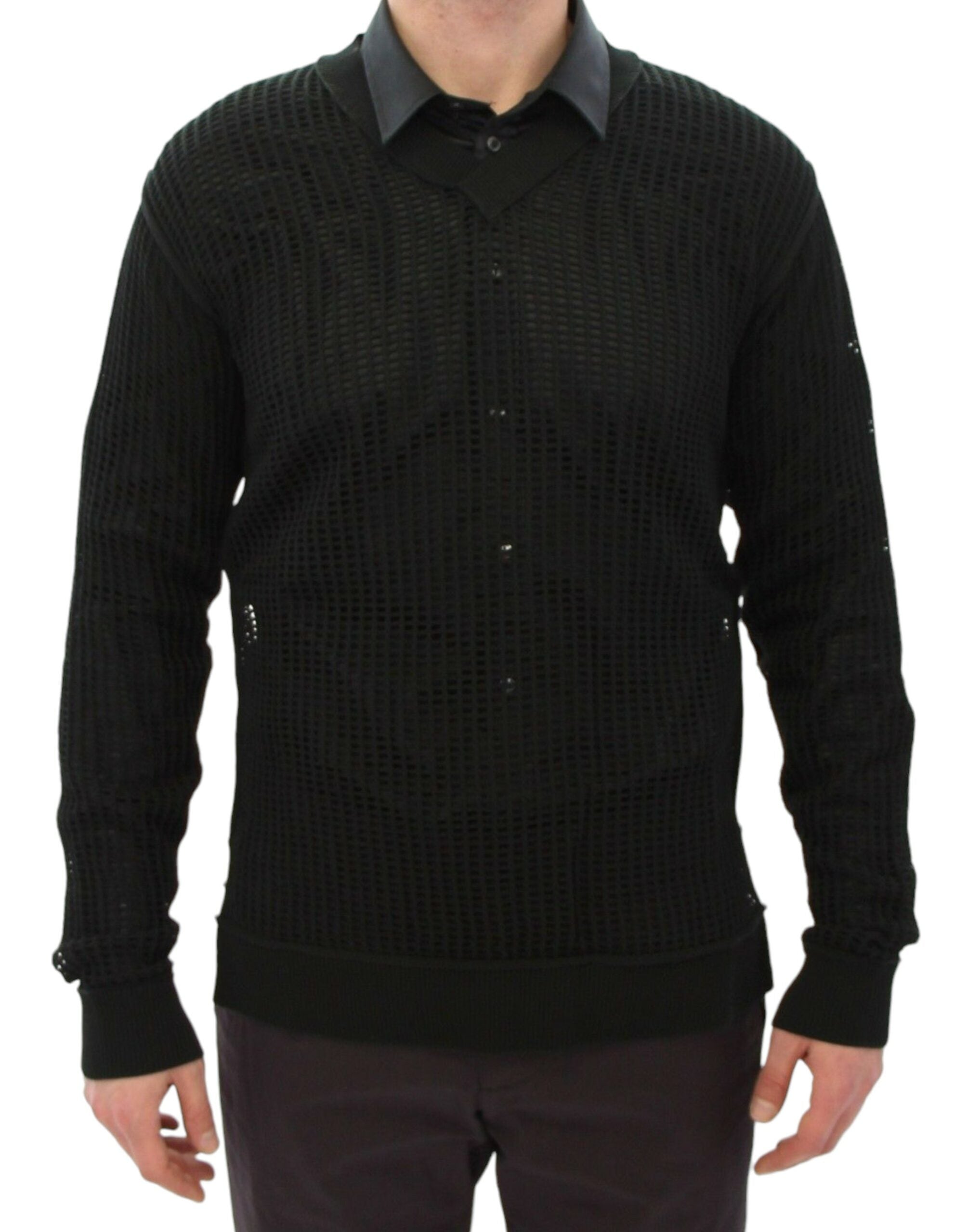 Dolce & Gabbana Dark Green Runway Mesh Pullover-3