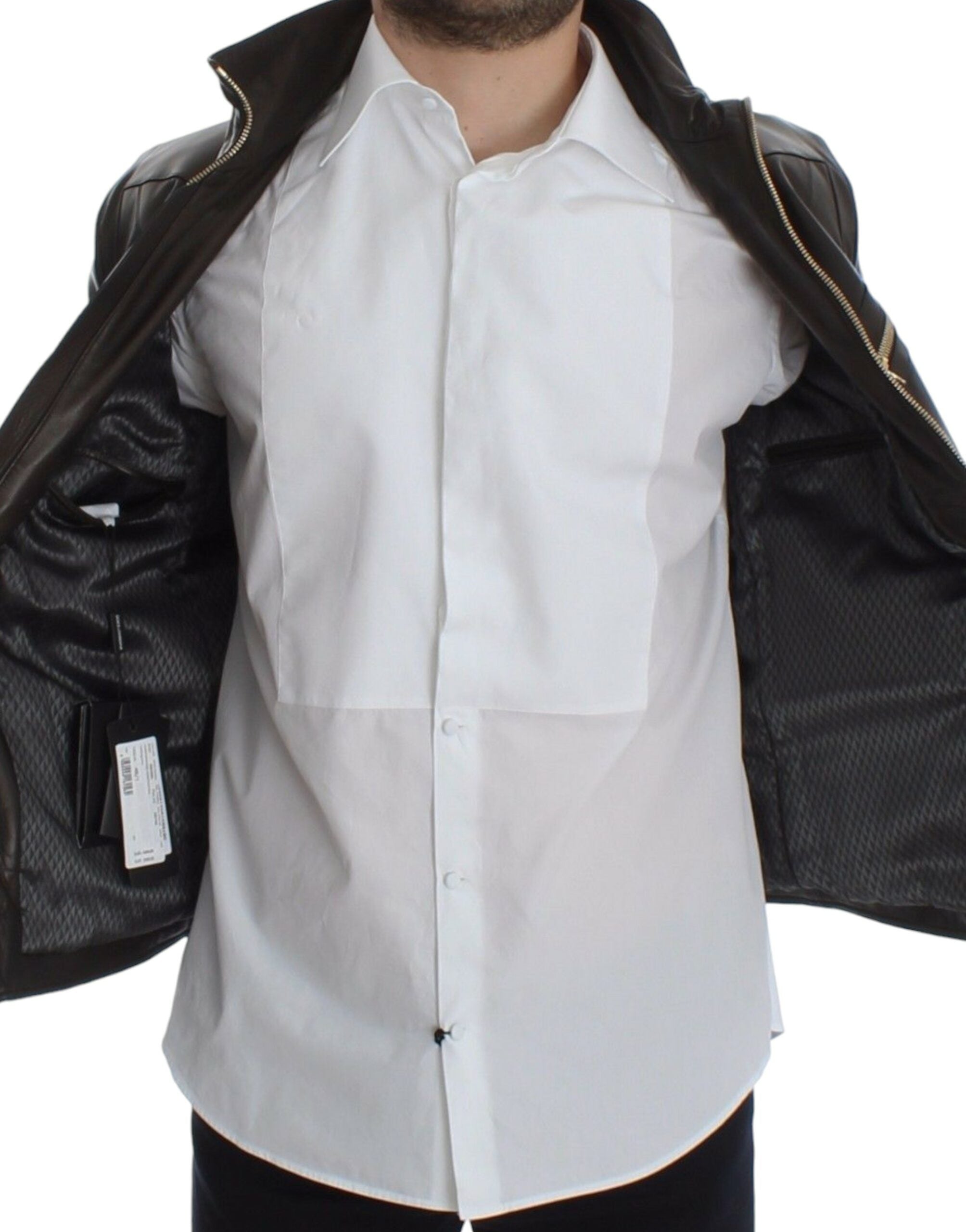 Dolce & Gabbana brown lambskin leather jacket with zipper-4