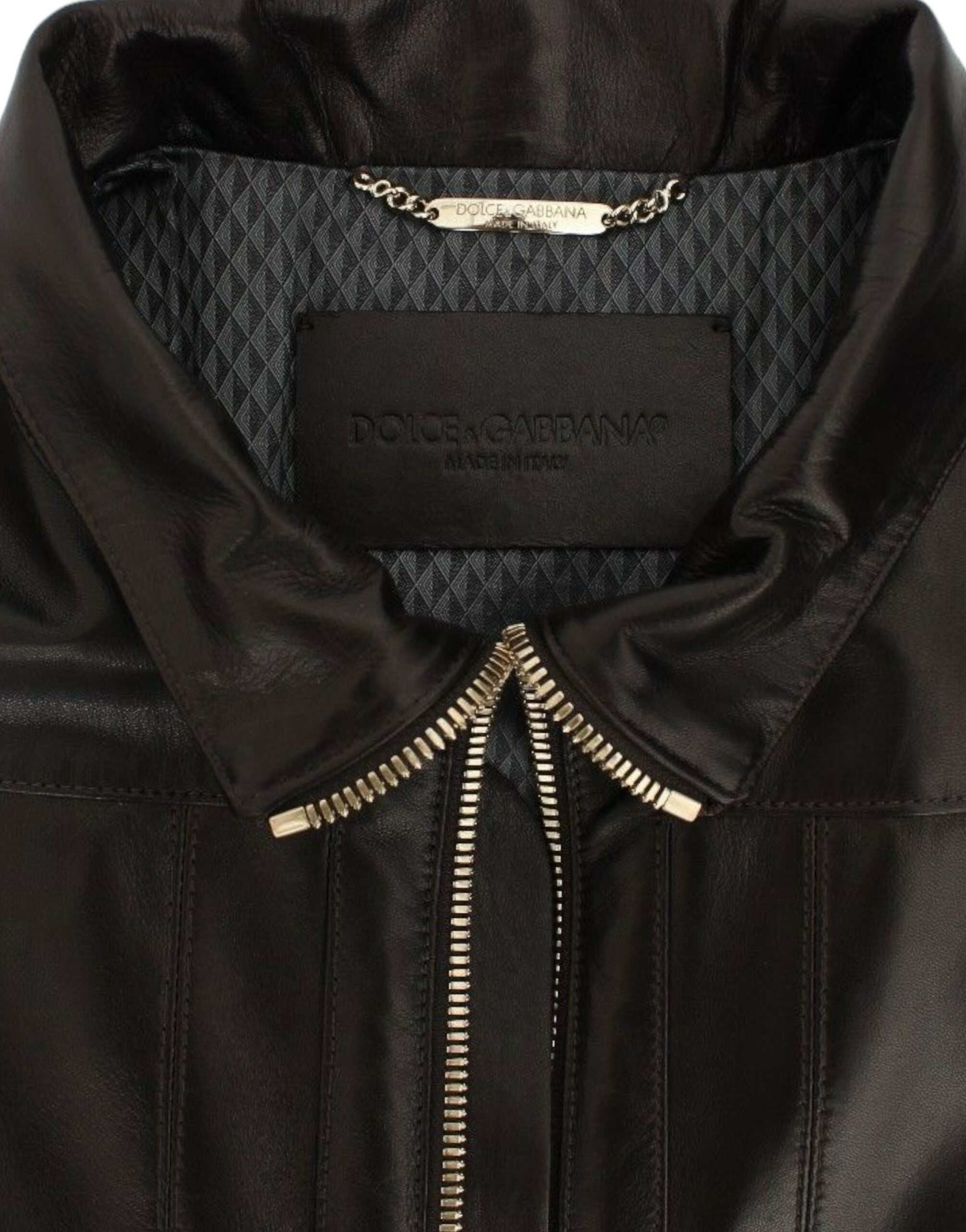 Dolce & Gabbana brown lambskin leather jacket with zipper-8