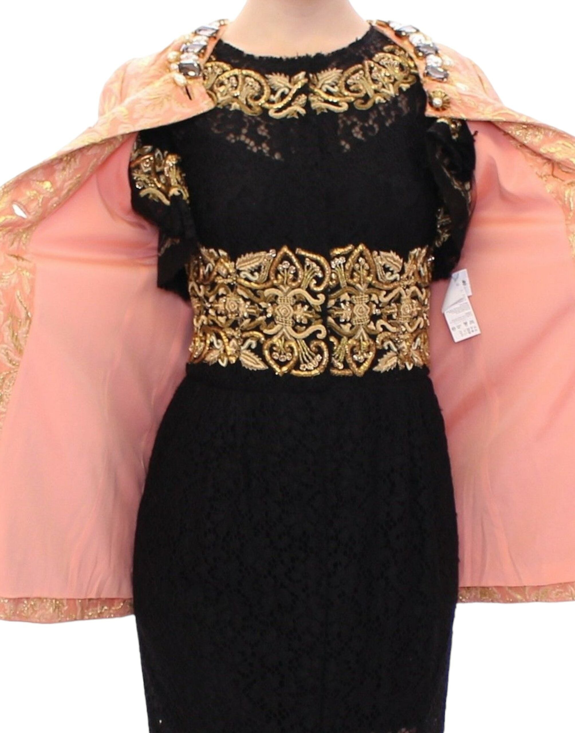 Dolce & Gabbana Pink Silk Brocade Crystal Jacket Coat-5