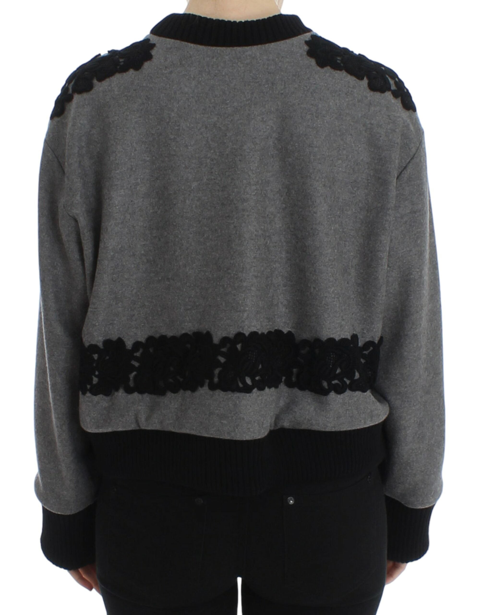 Dolce & Gabbana Grey and black lace sweater in wool and cashmere-2