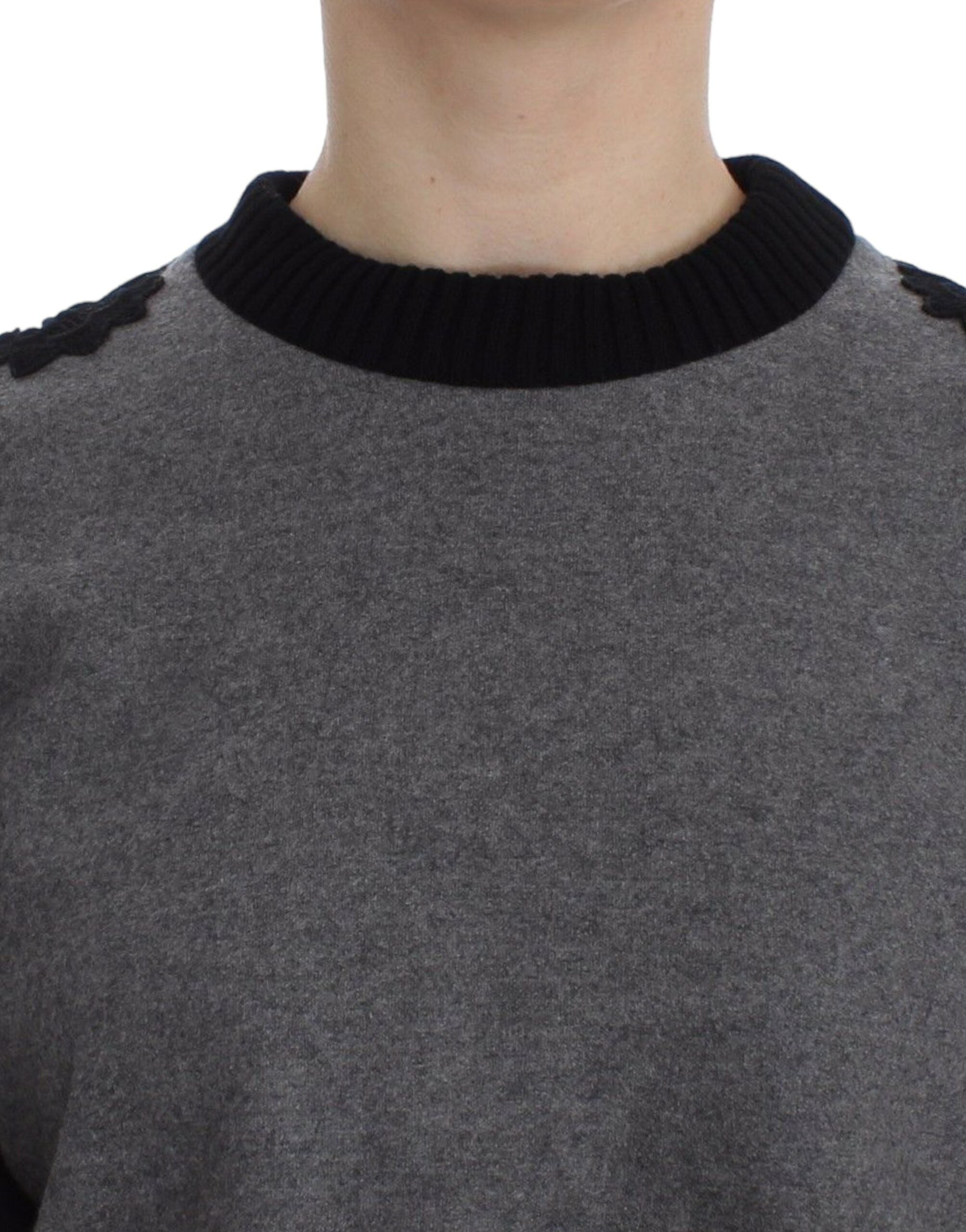 Dolce & Gabbana Grey and black lace sweater in wool and cashmere-4