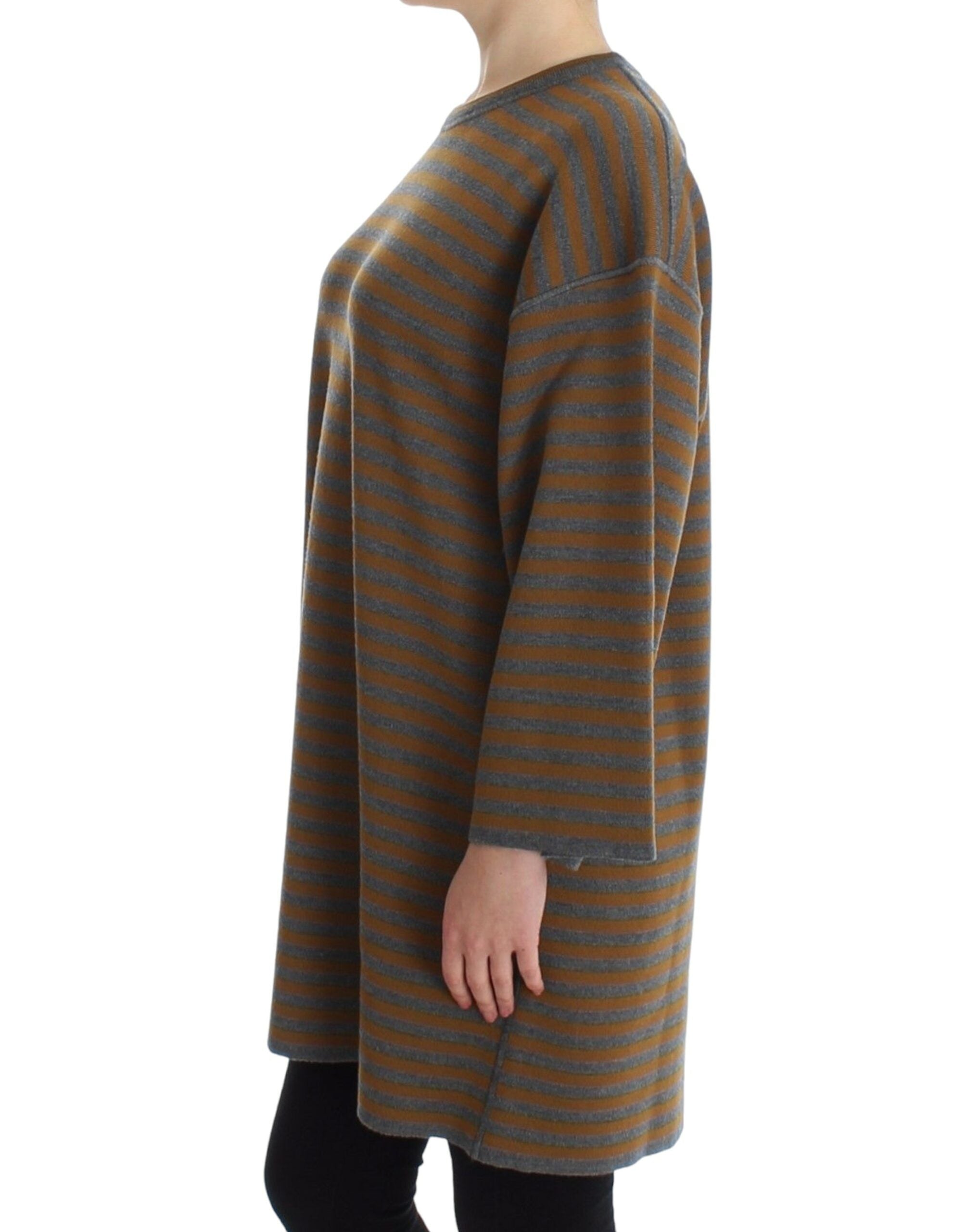 Dolce & Gabbana Oversized Grey and Yellow Striped Sweater Top-2