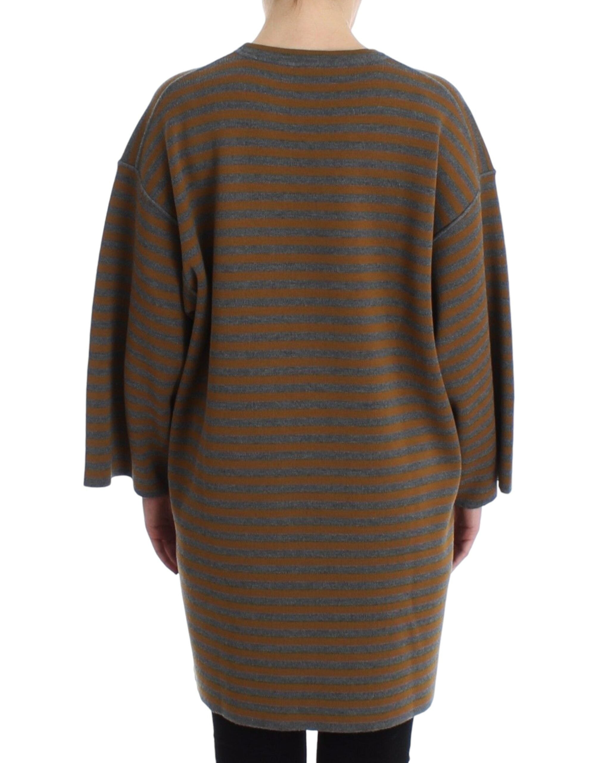 Dolce & Gabbana Oversized Grey and Yellow Striped Sweater Top-3