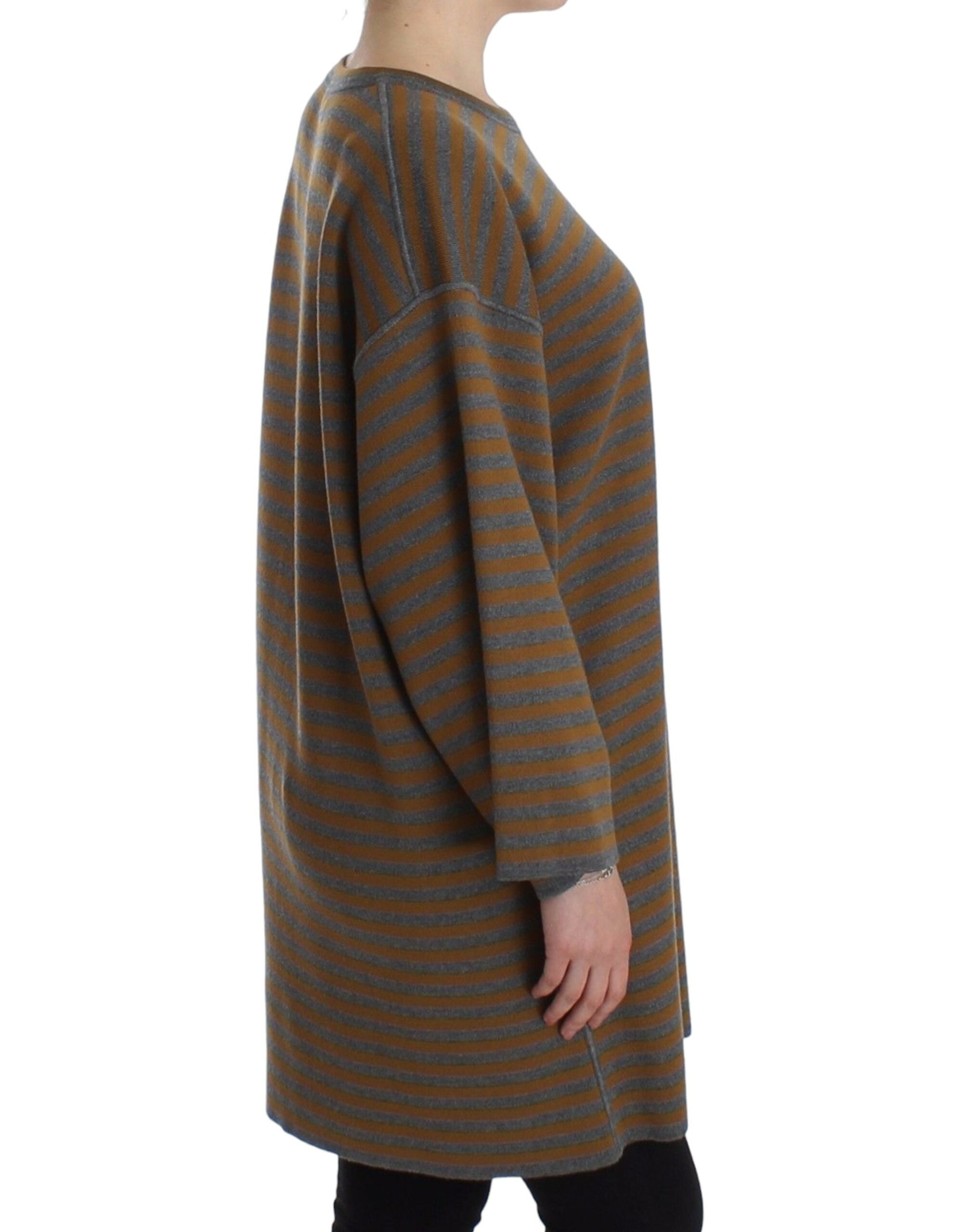 Dolce & Gabbana Oversized Grey and Yellow Striped Sweater Top-4