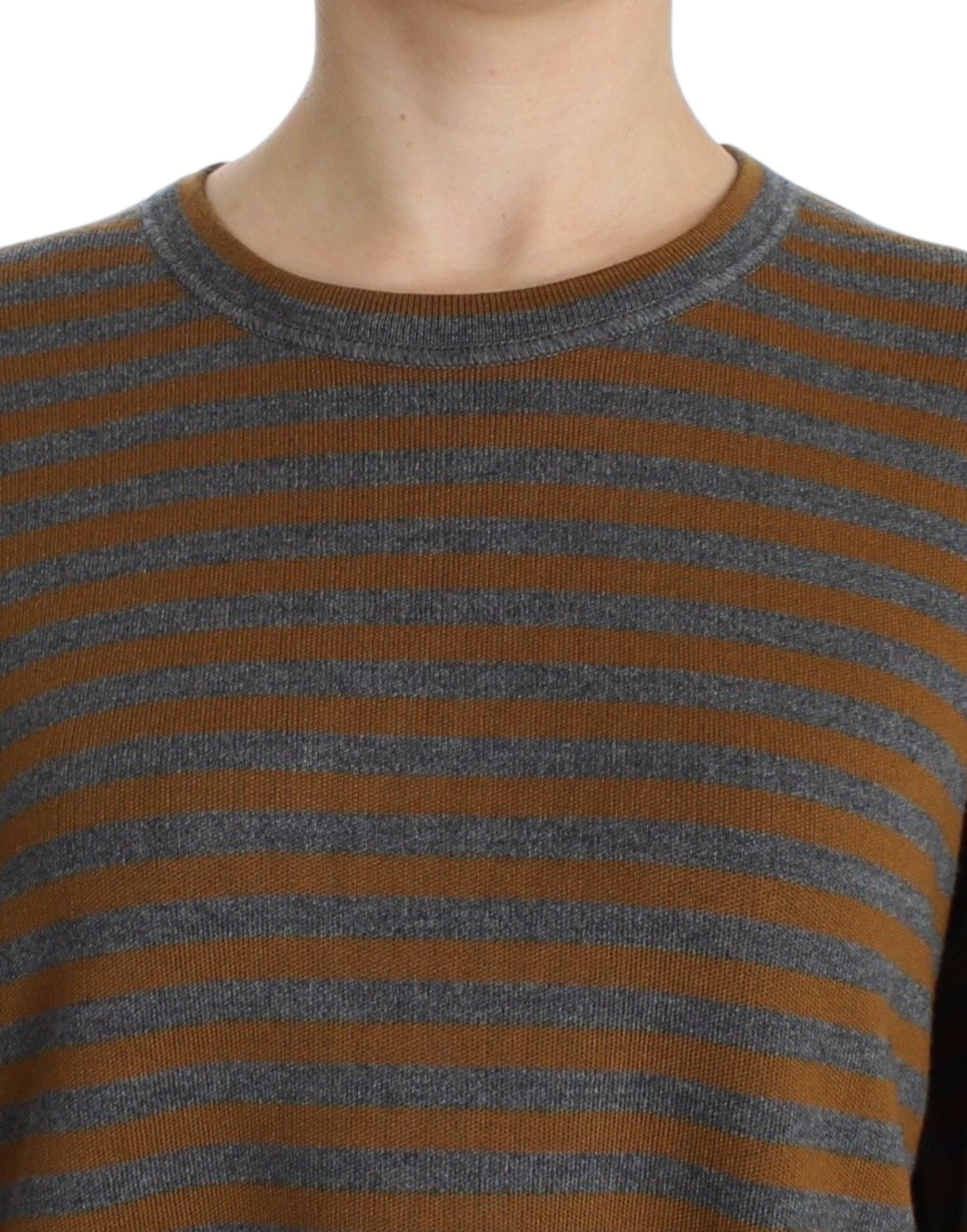 Dolce & Gabbana Oversized Grey and Yellow Striped Sweater Top-5