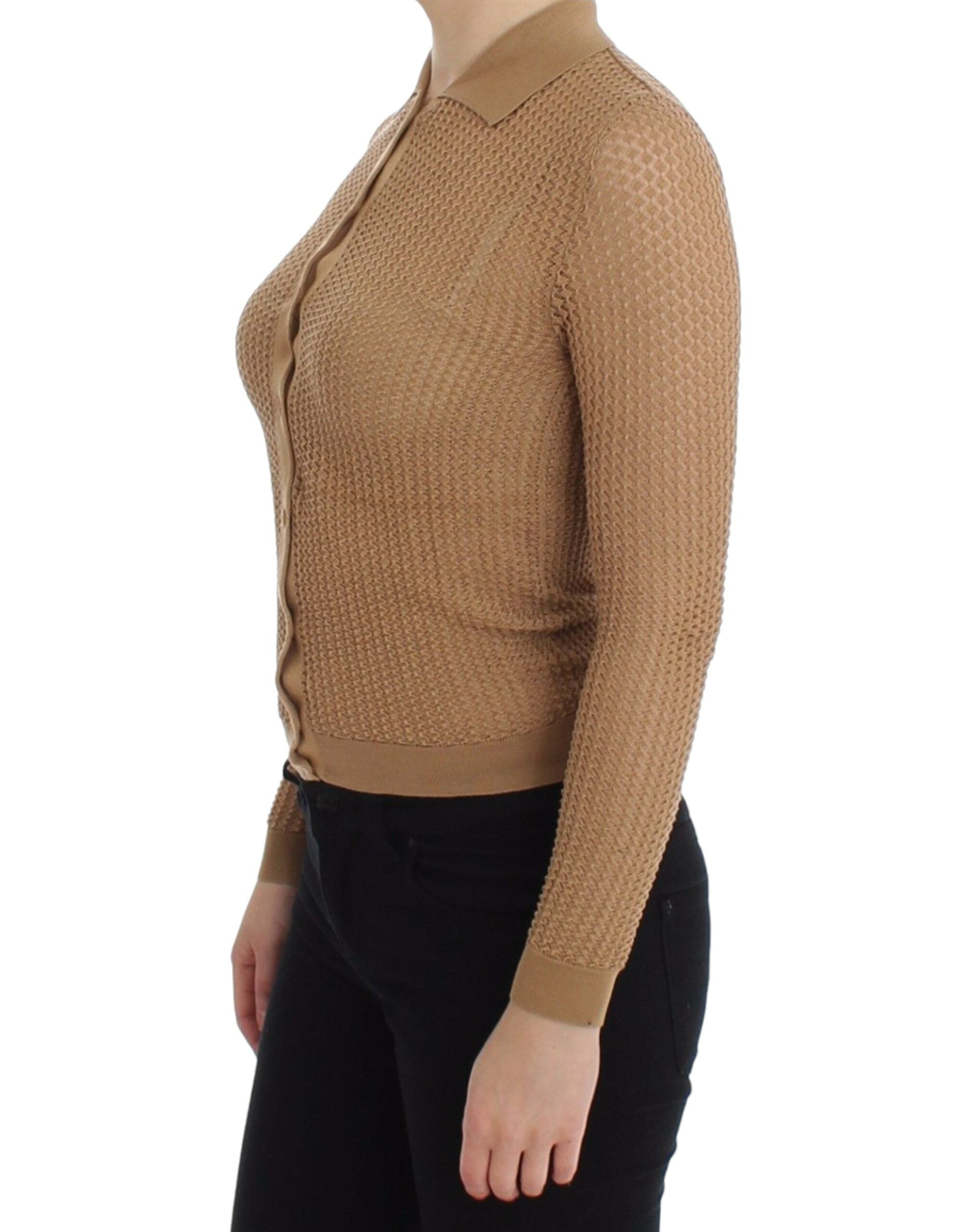 Dolce & Gabbana Beige gestrickter Baumwoll-Polo-Strickpullover-2