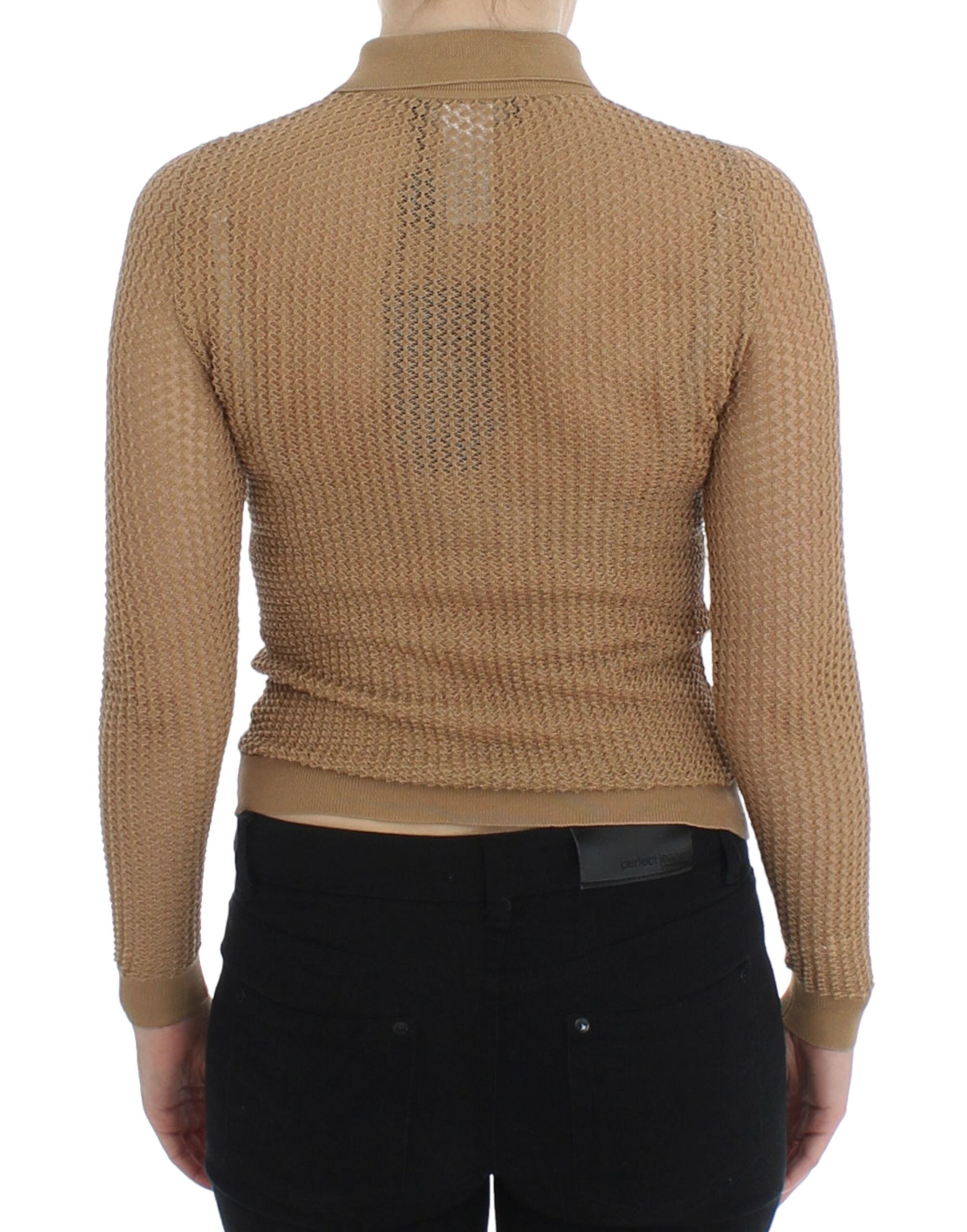 Dolce & Gabbana Beige gestrickter Baumwoll-Polo-Strickpullover-3