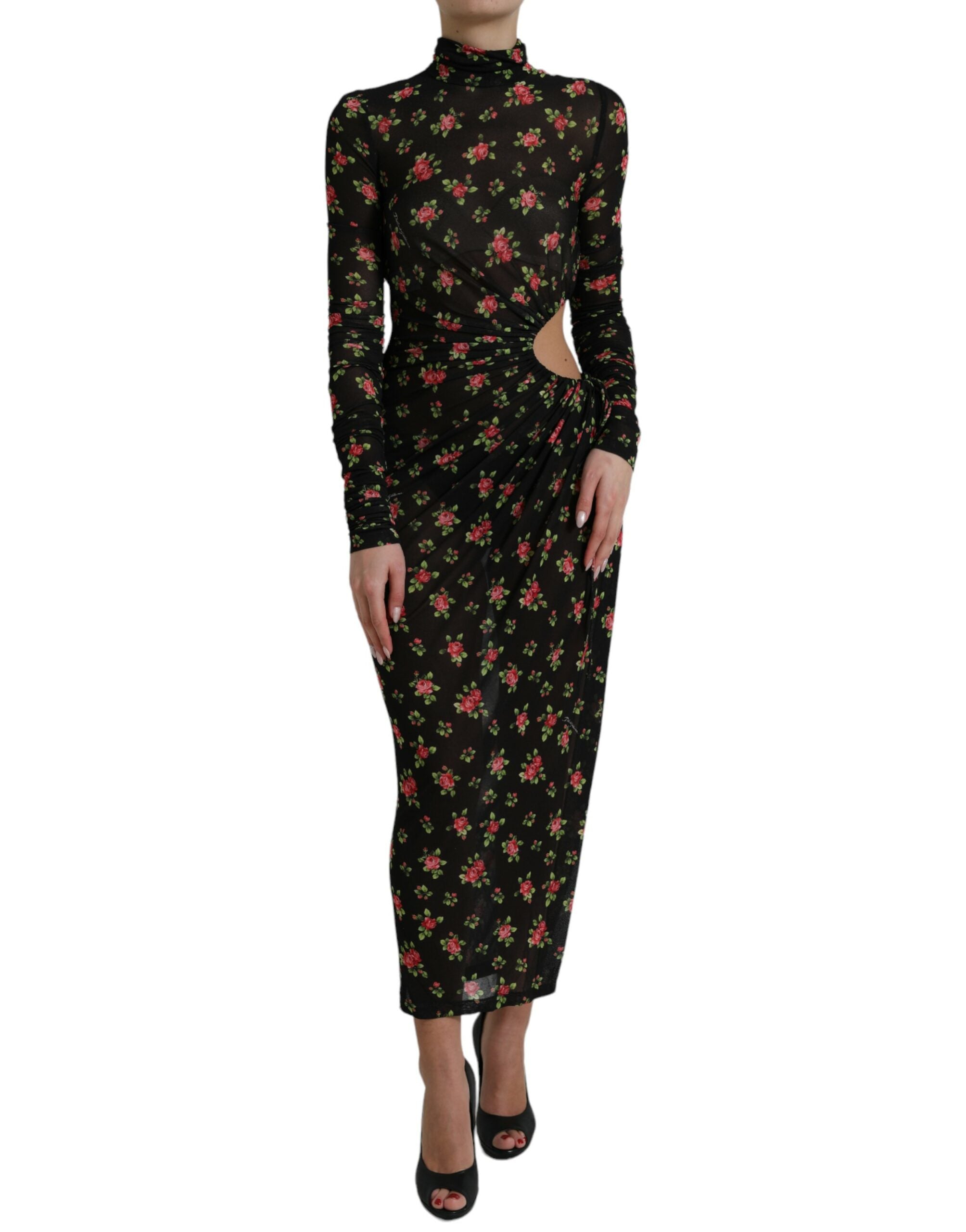 Dolce & Gabbana Black floral cutout long maxi dress-1