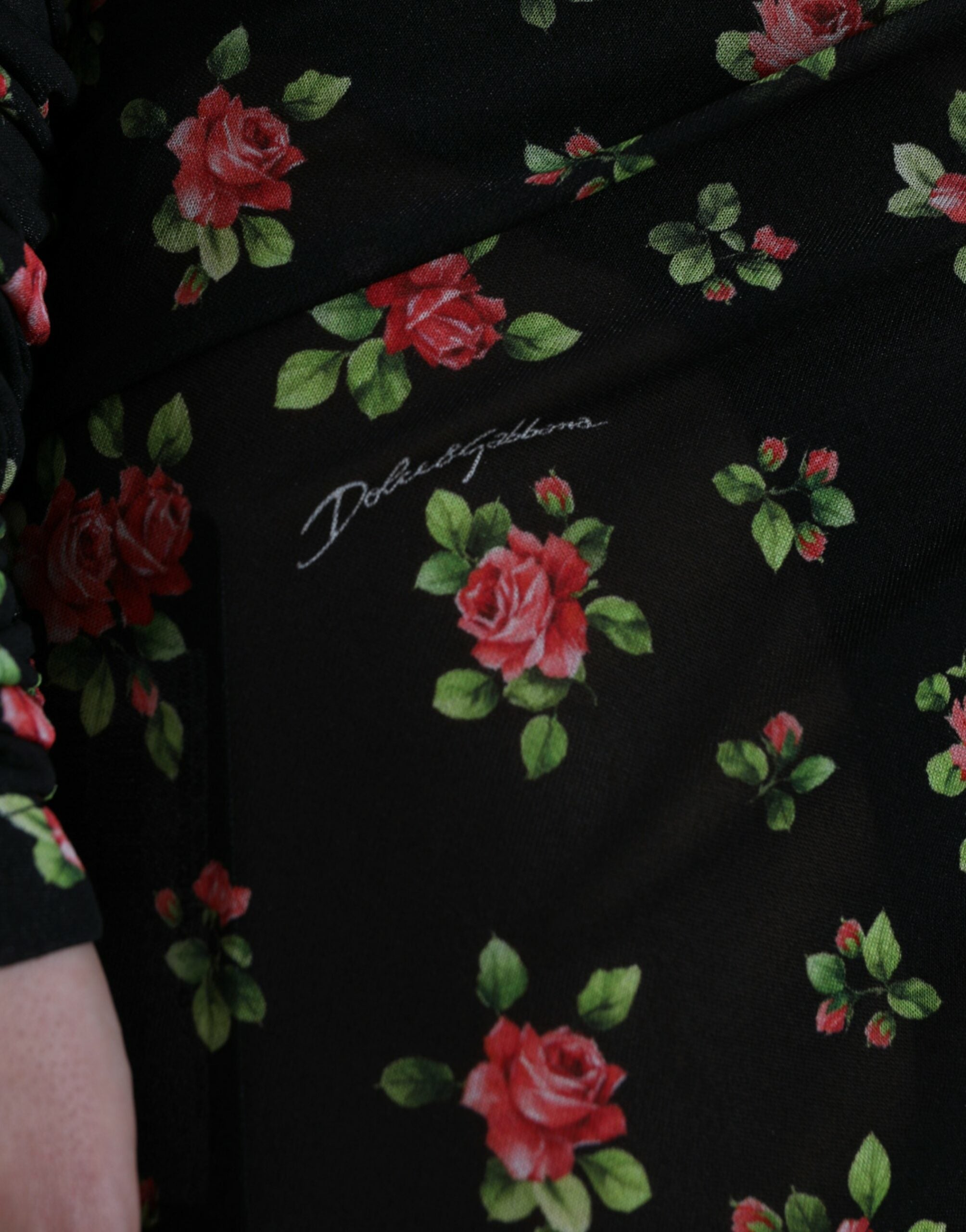 Dolce & Gabbana Black floral cutout long maxi dress-5