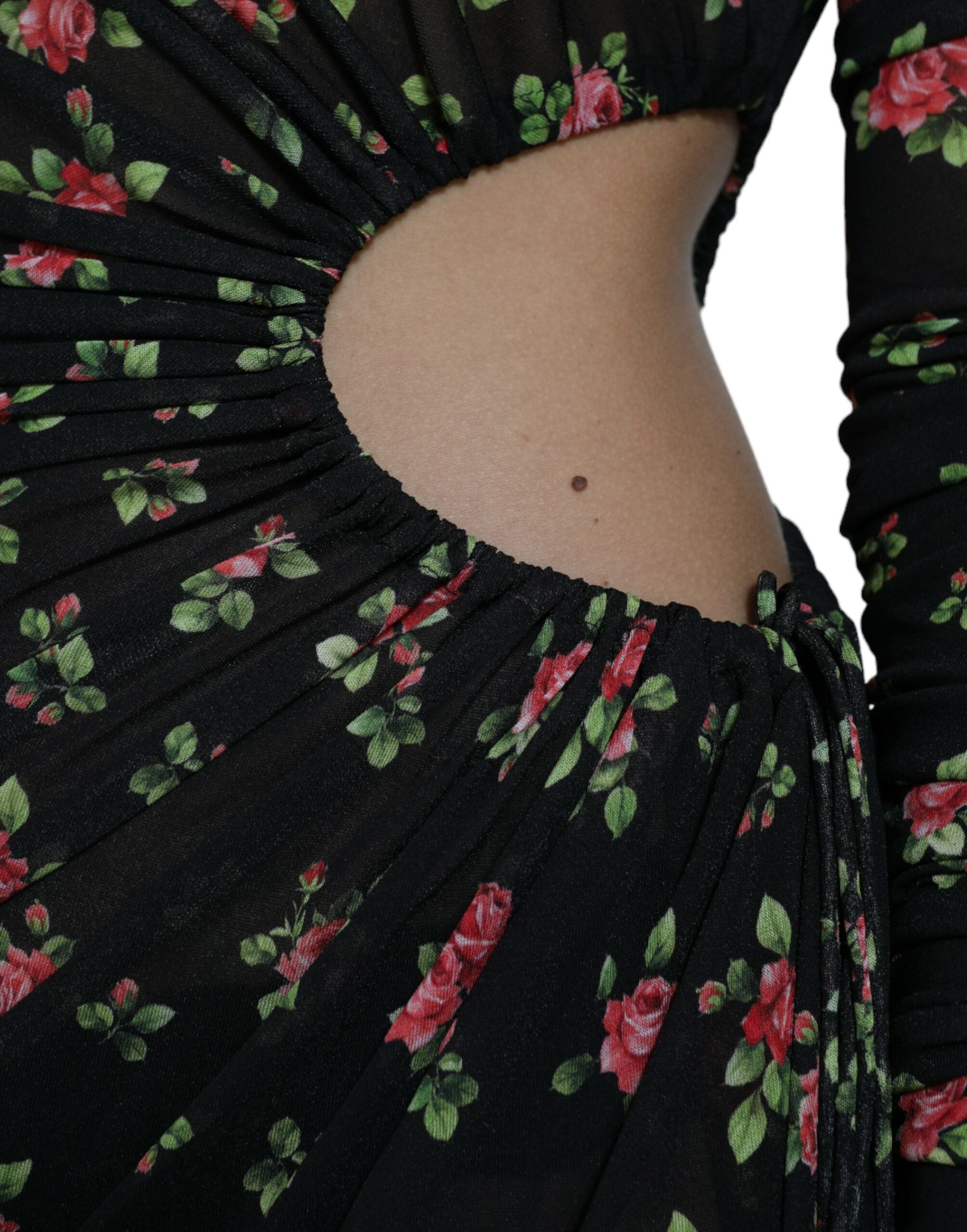 Dolce & Gabbana Black floral cutout long maxi dress-6
