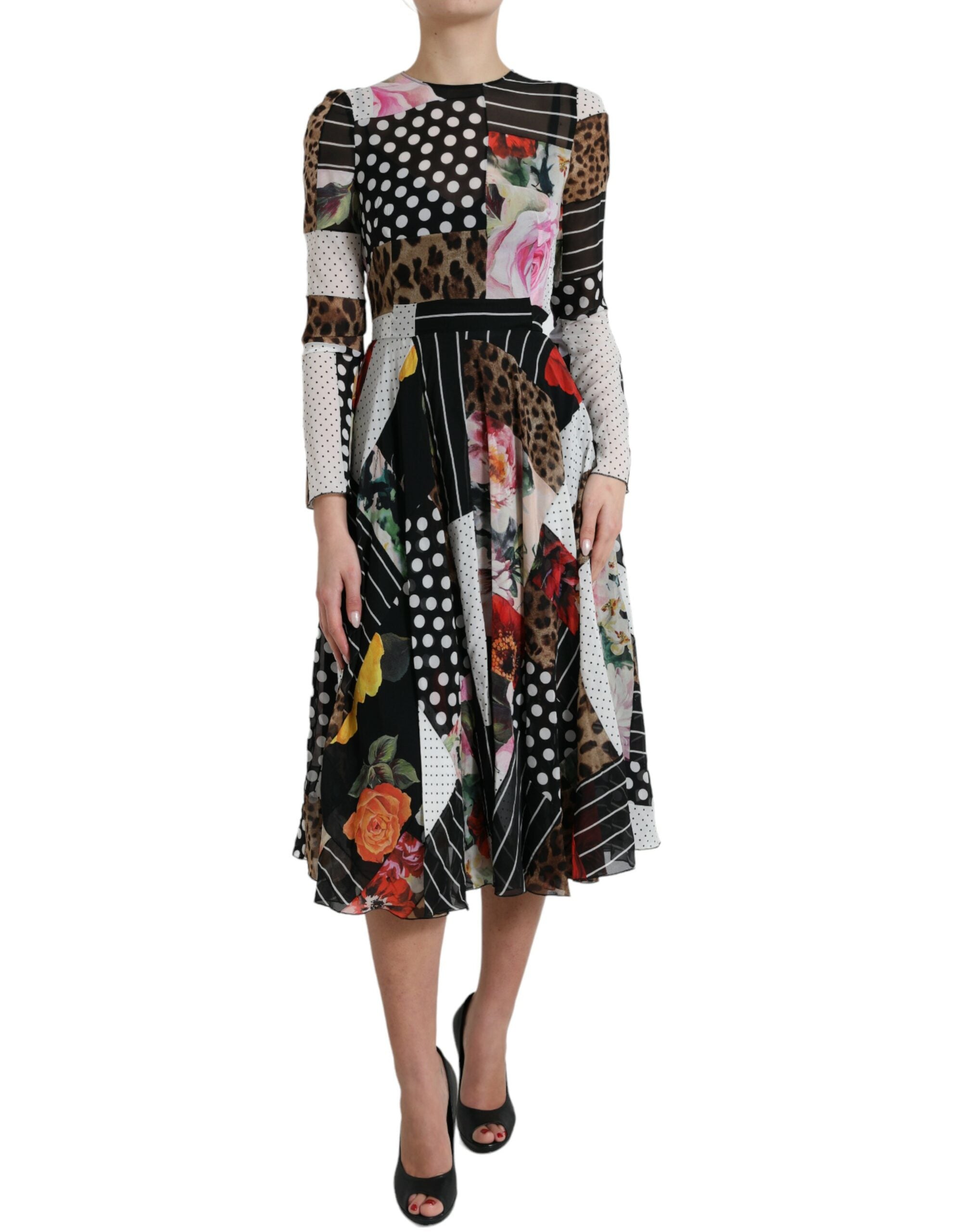 Dolce & Gabbana Multicolor Patchwork Dress with Leopard Print