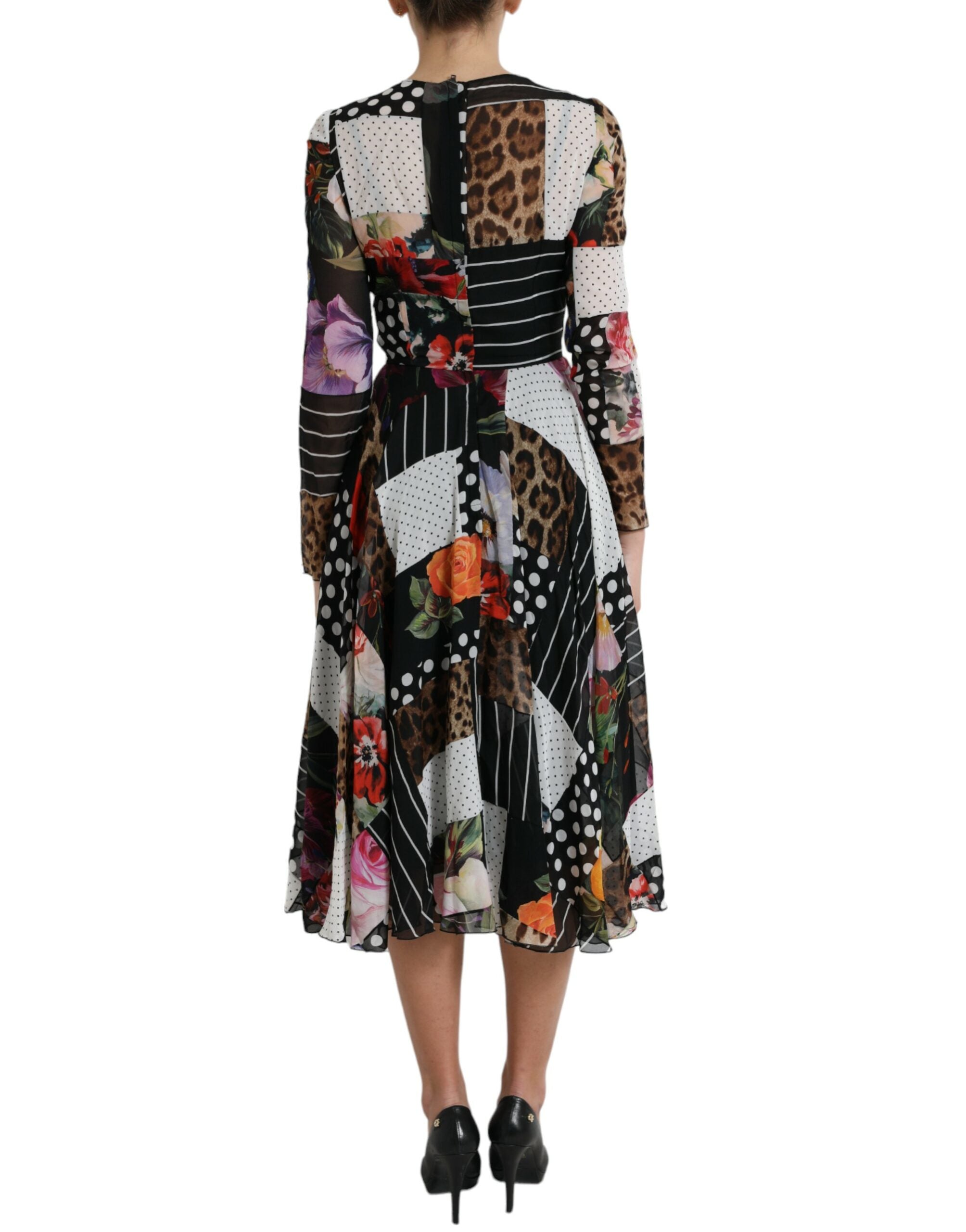Dolce & Gabbana Multicolor Patchwork Dress with Leopard Print-3