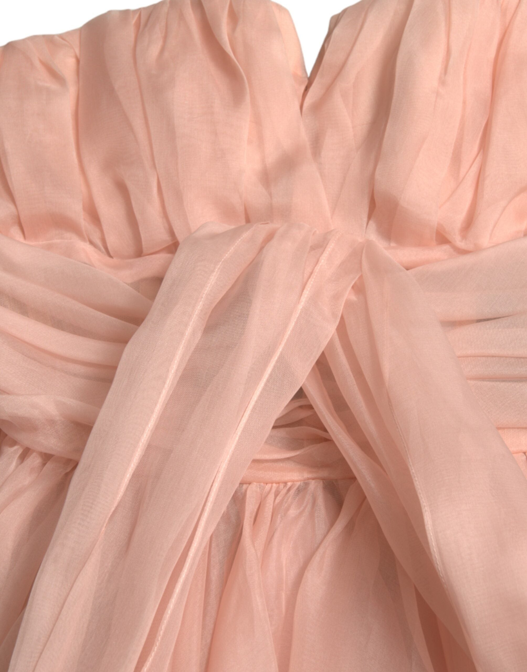 Dolce & Gabbana Pink Silk Chiffon Halter A-Line Pleated Midi Dress-6
